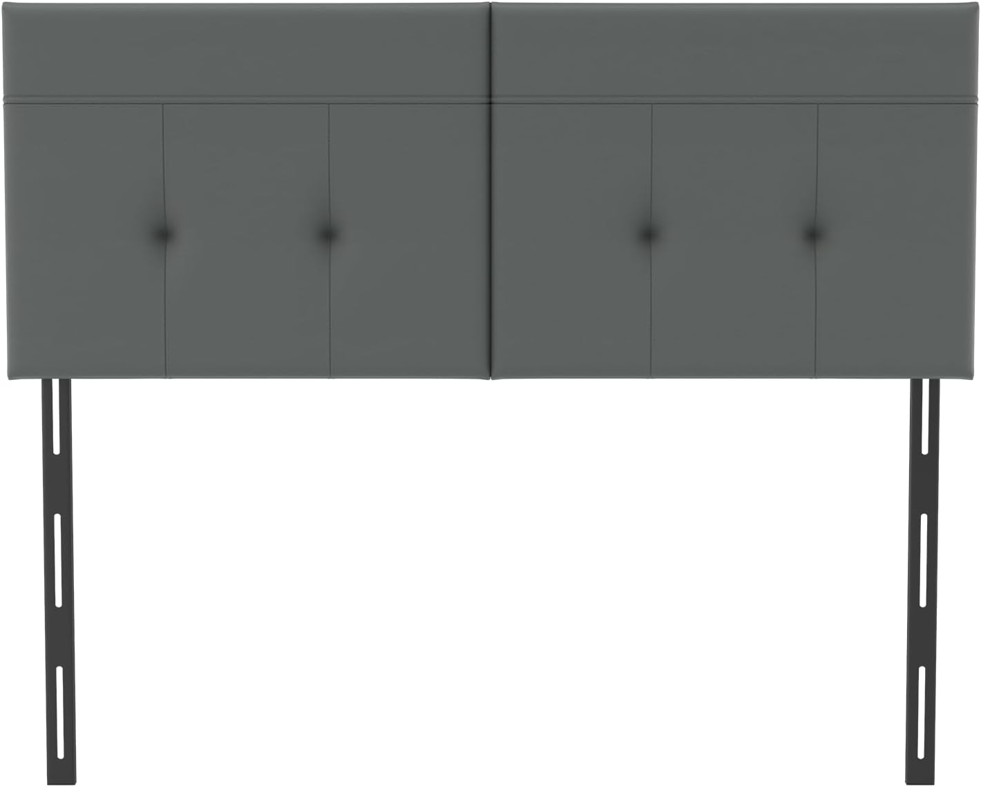 King Headboard Only with Adjustable Metal Legs, Faux Leather Upholstered Headboard King Size, Modern Stylish Headboard with Sunken Dot Design, Sturdy Bed Headboard for Bedroom, Gray