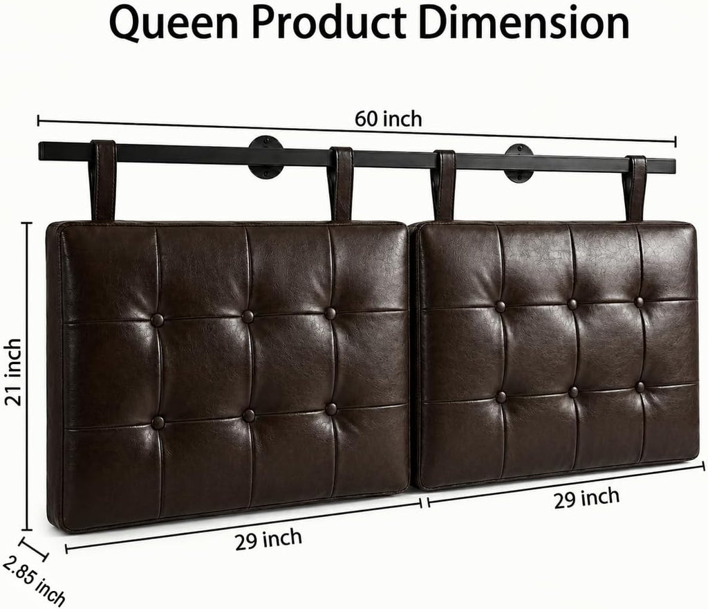 Queen Headboard only, Wall Mounted Headboard for Adjustable Bed, Hanging Head Board for Queen Size Bed Button Tufted Upholstered Headboard Cabeceras De Cama for Bedroom, Dorm, Dark Brown Faux Leather