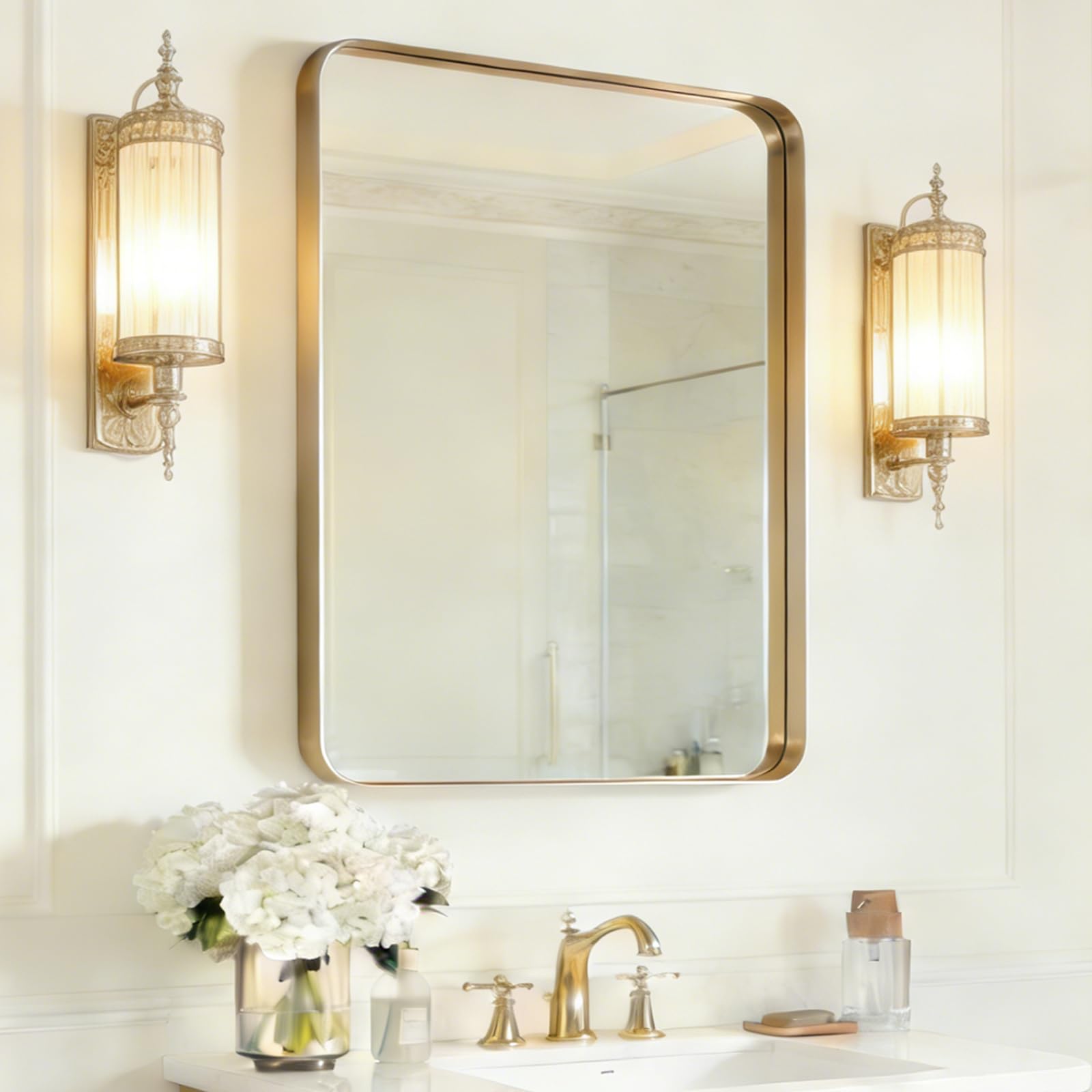 USHOWER 2-Pack Black Bathroom Mirrors Over Sink 22 x 30 Inch, Metal Frame Rectangle Mirror, Modern Farmhouse Vanity Mirror, Wall Mounted for Bedroom, Living Room, Entryway Remodel & Upgrade
