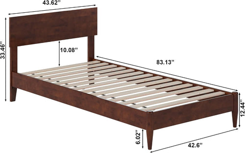 AFI, Aria Twin XL Solid Wood Modern Low Profile Platform Bed, Walnut
