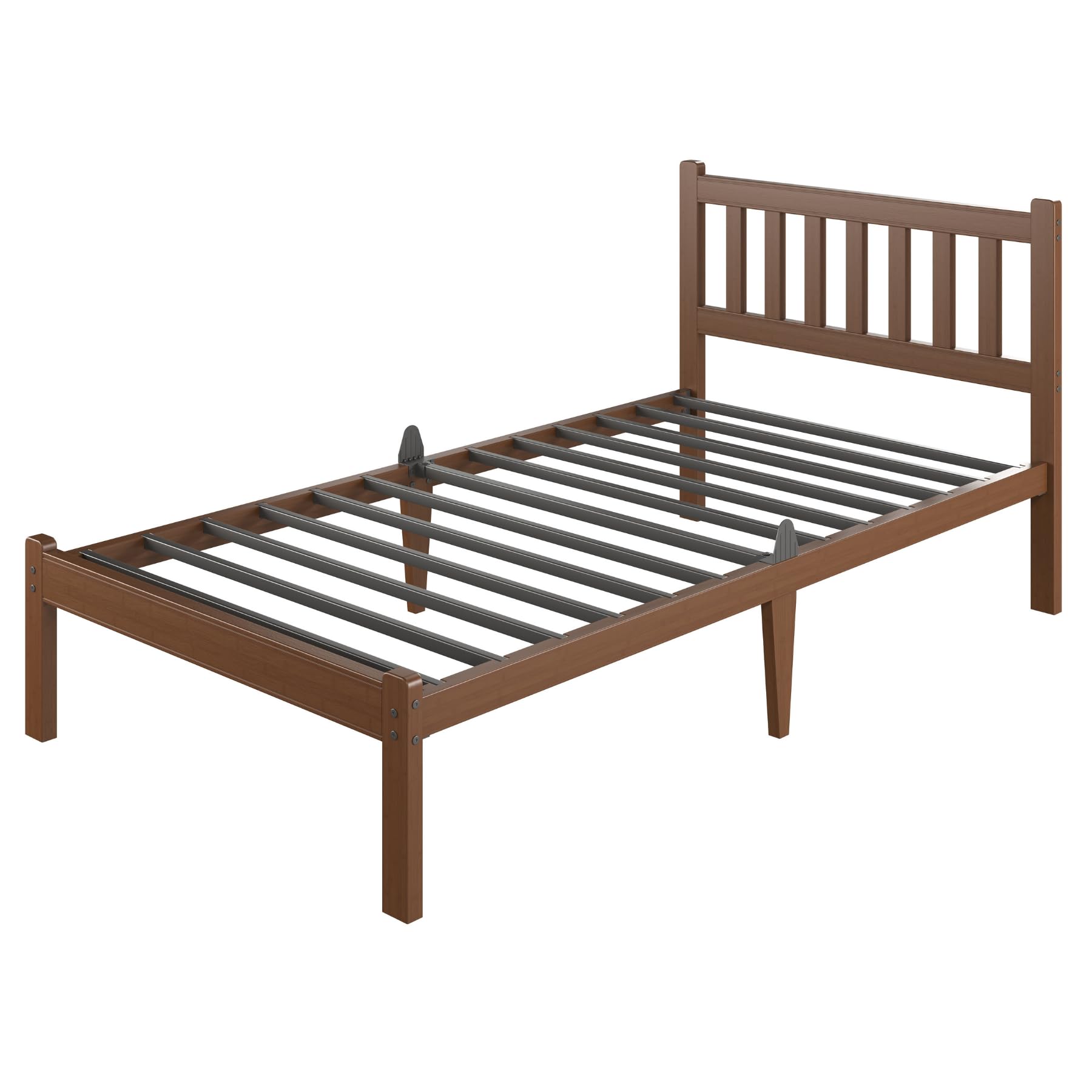 Askeld Wood Twin XL Bed Frame with Headboard, 12 Inch High Solid Bamboo Platform Bed No Box Spring Needed, Mid-Century Heavy Duty Bedframe, Easy Assembly, Noise Free