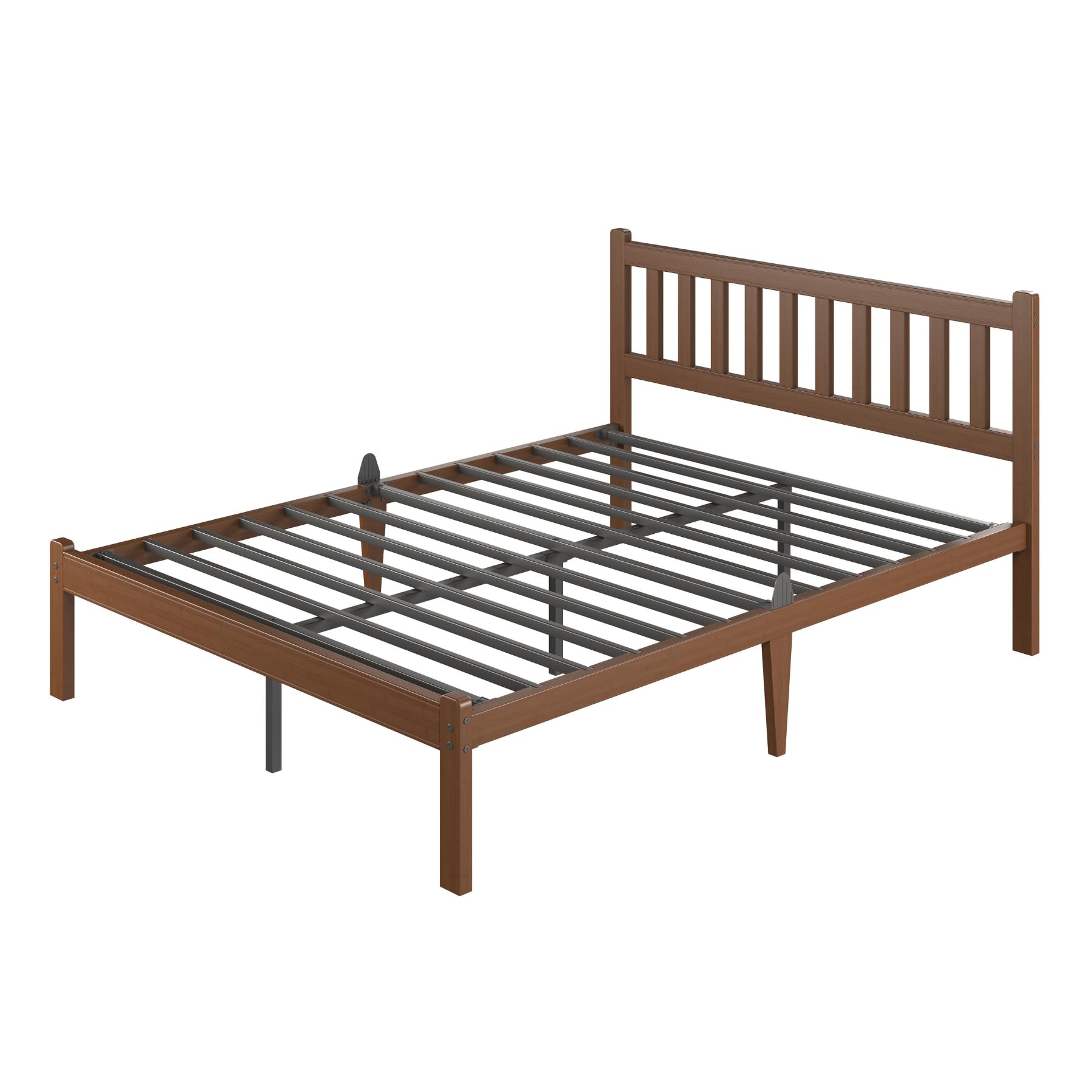 Askeld Wood Twin XL Bed Frame with Headboard, 12 Inch High Solid Bamboo Platform Bed No Box Spring Needed, Mid-Century Heavy Duty Bedframe, Easy Assembly, Noise Free