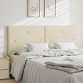 Modern Queen Headboard, Upholstered Faux Leather Bed Headboard with Solid Wood & Sturdy Metal Legs, Tufted Adjustable Height Headboards in Button Design, Beige