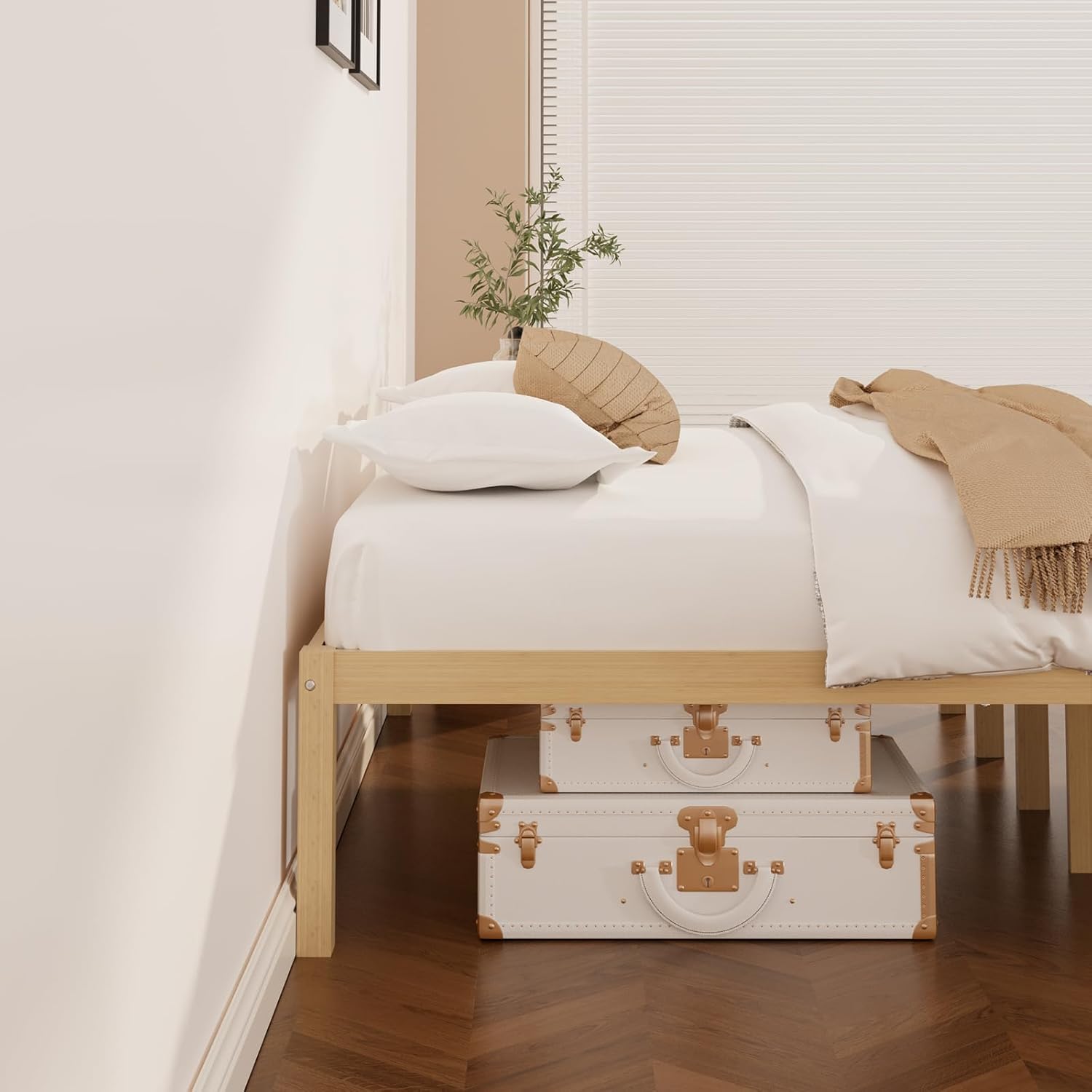 Wisuce Bamboo Bed Frame–Simple Sturdy Wood Platform Bed Frame Twin Size, Strong and Stable, with Non-Slip Slats for Support, No Box Spring Needed, Easy to Assemble, Noise-Free (Nature, Twin)