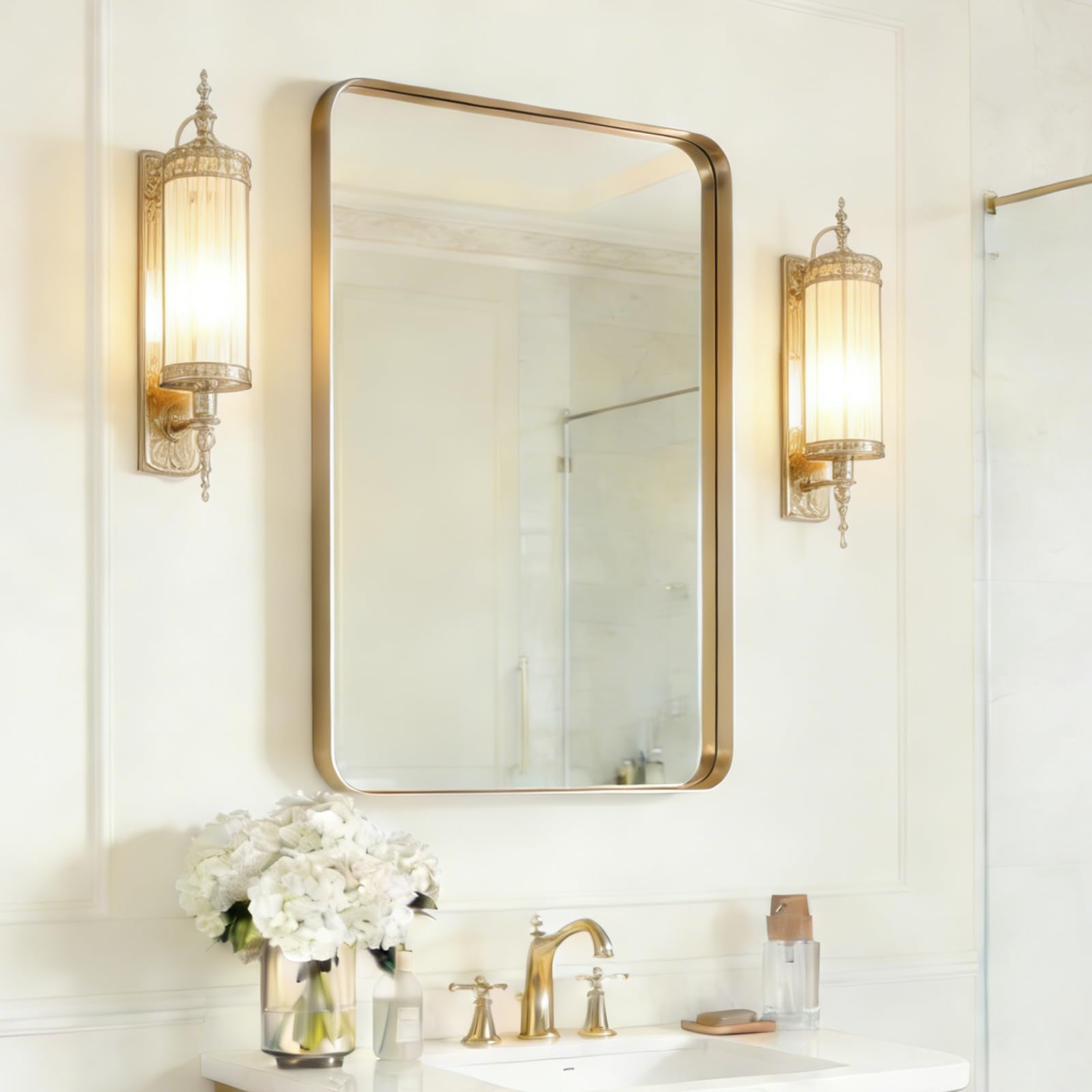 USHOWER 2-Pack Black Bathroom Mirrors Over Sink 22 x 30 Inch, Metal Frame Rectangle Mirror, Modern Farmhouse Vanity Mirror, Wall Mounted for Bedroom, Living Room, Entryway Remodel & Upgrade