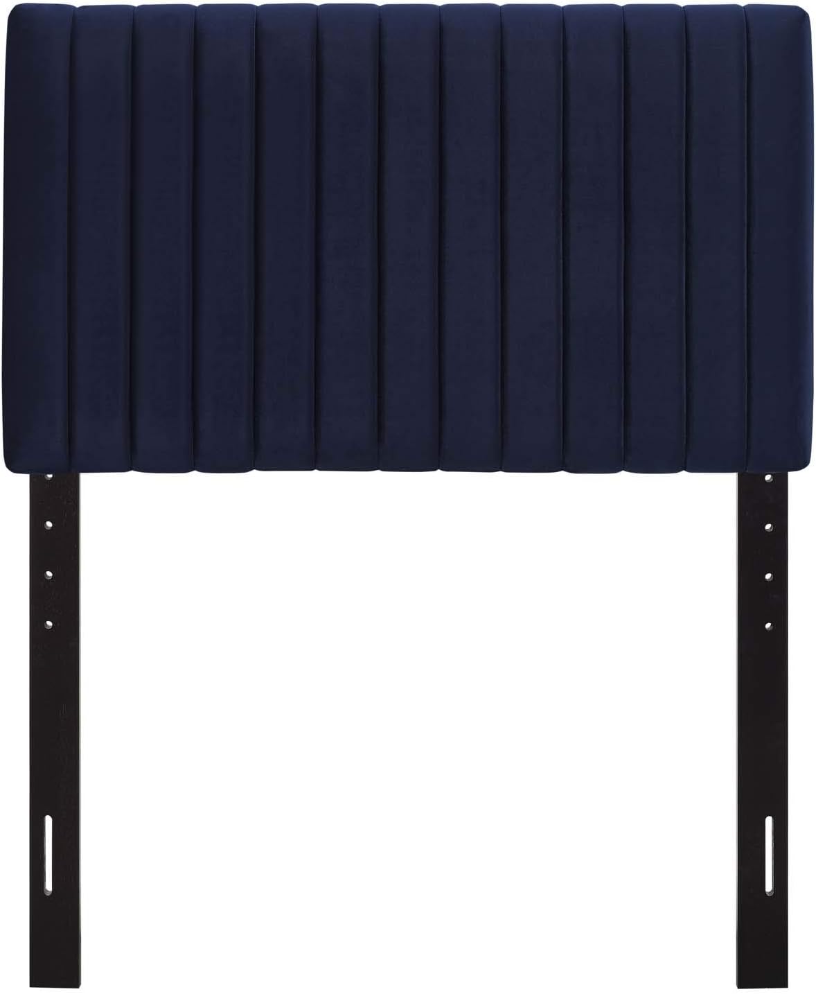 Modway Keira Channel Tufted Performance Velvet Upholstered Twin Headboard in Midnight Blue