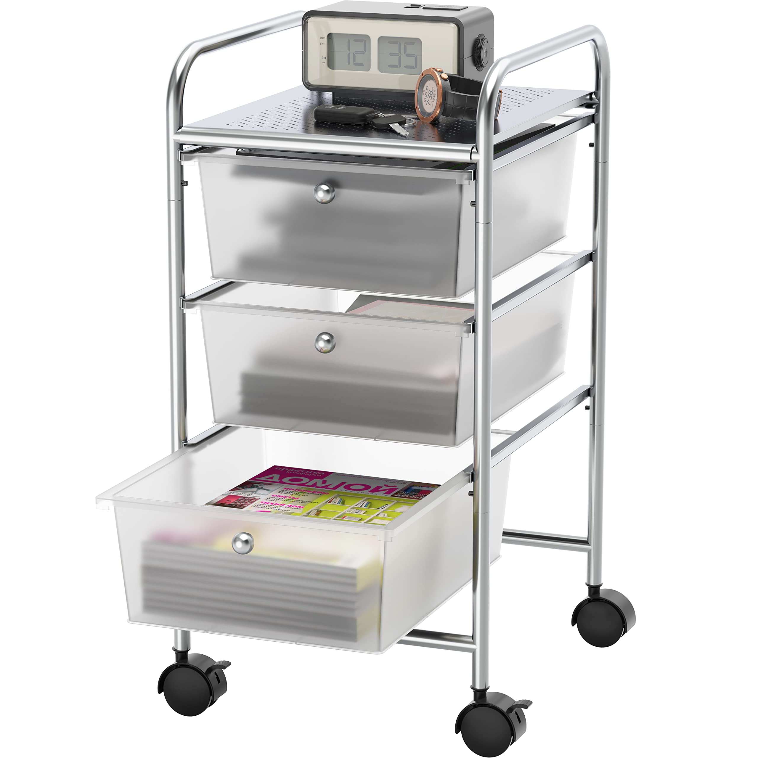Simple Houseware Utility Cart with 8 Drawers Rolling Storage Art Craft Organizer, Black