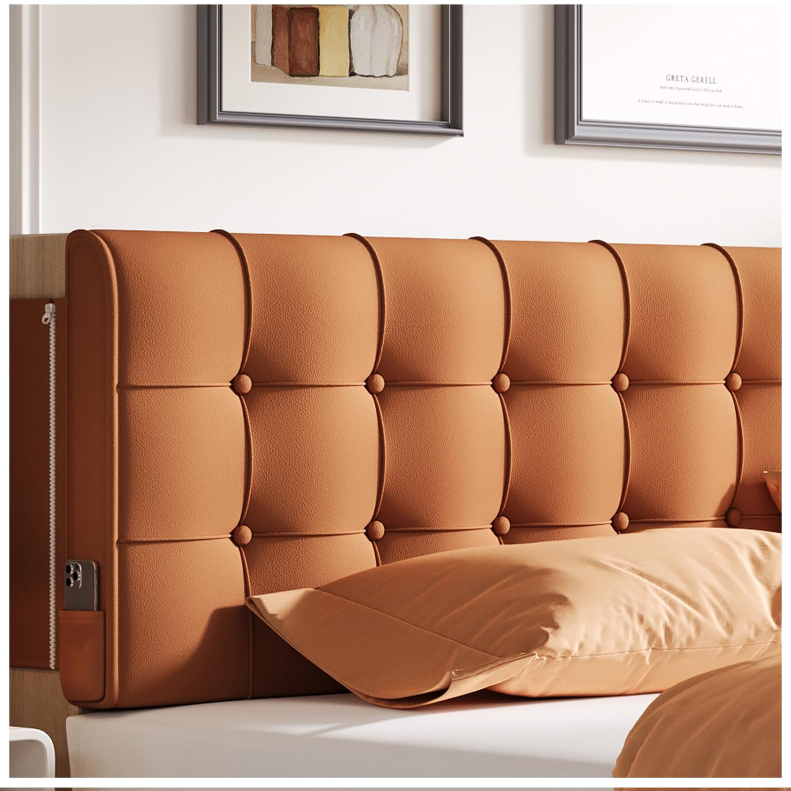 Twin Size Tufted Linen Headboard Pillow with Removable Cover, Rectangular Bed Backrest Support Cushion for Bedroom Dorm Reading & Rest