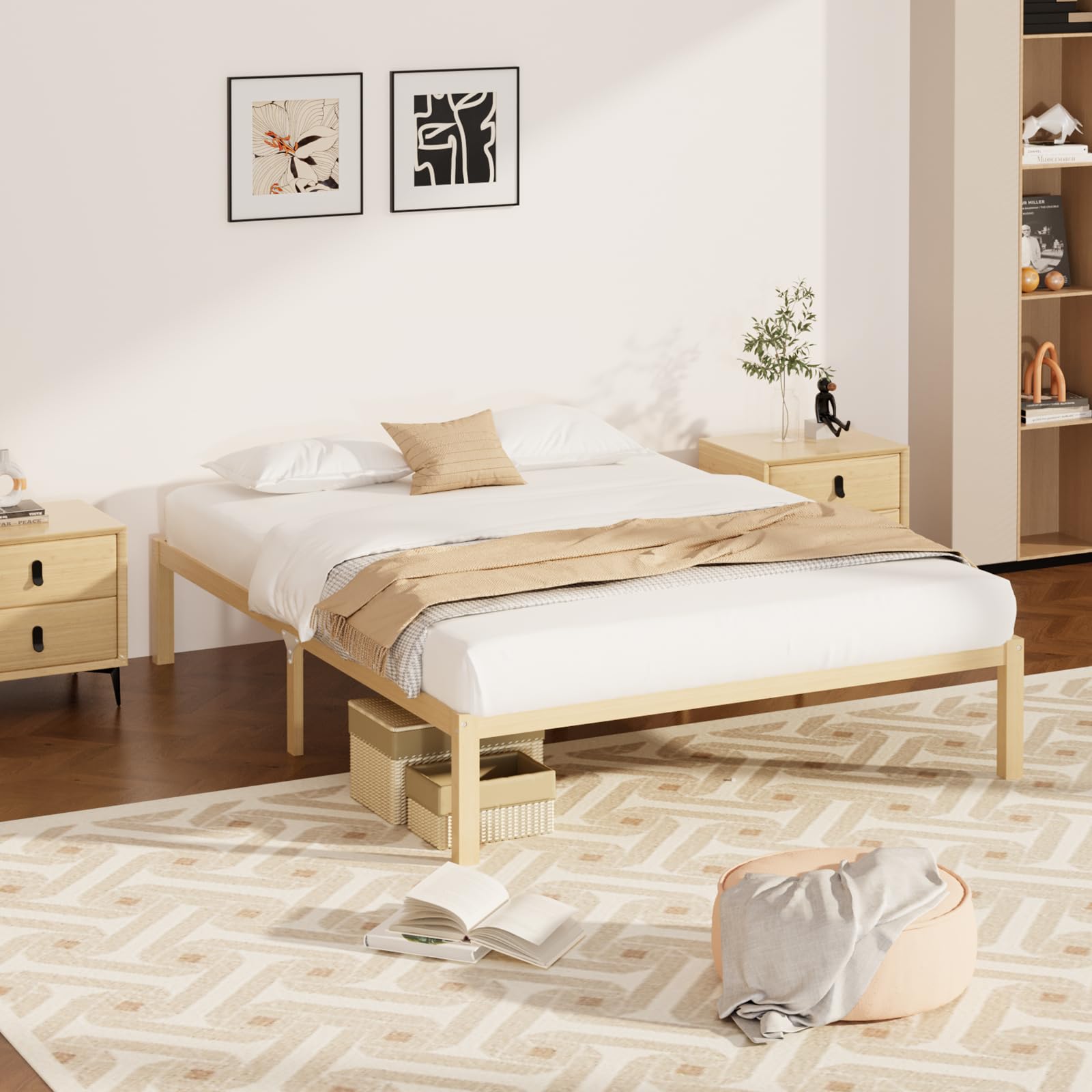 Wisuce Bamboo Bed Frame–Simple Sturdy Wood Platform Bed Frame Twin Size, Strong and Stable, with Non-Slip Slats for Support, No Box Spring Needed, Easy to Assemble, Noise-Free (Nature, Twin)