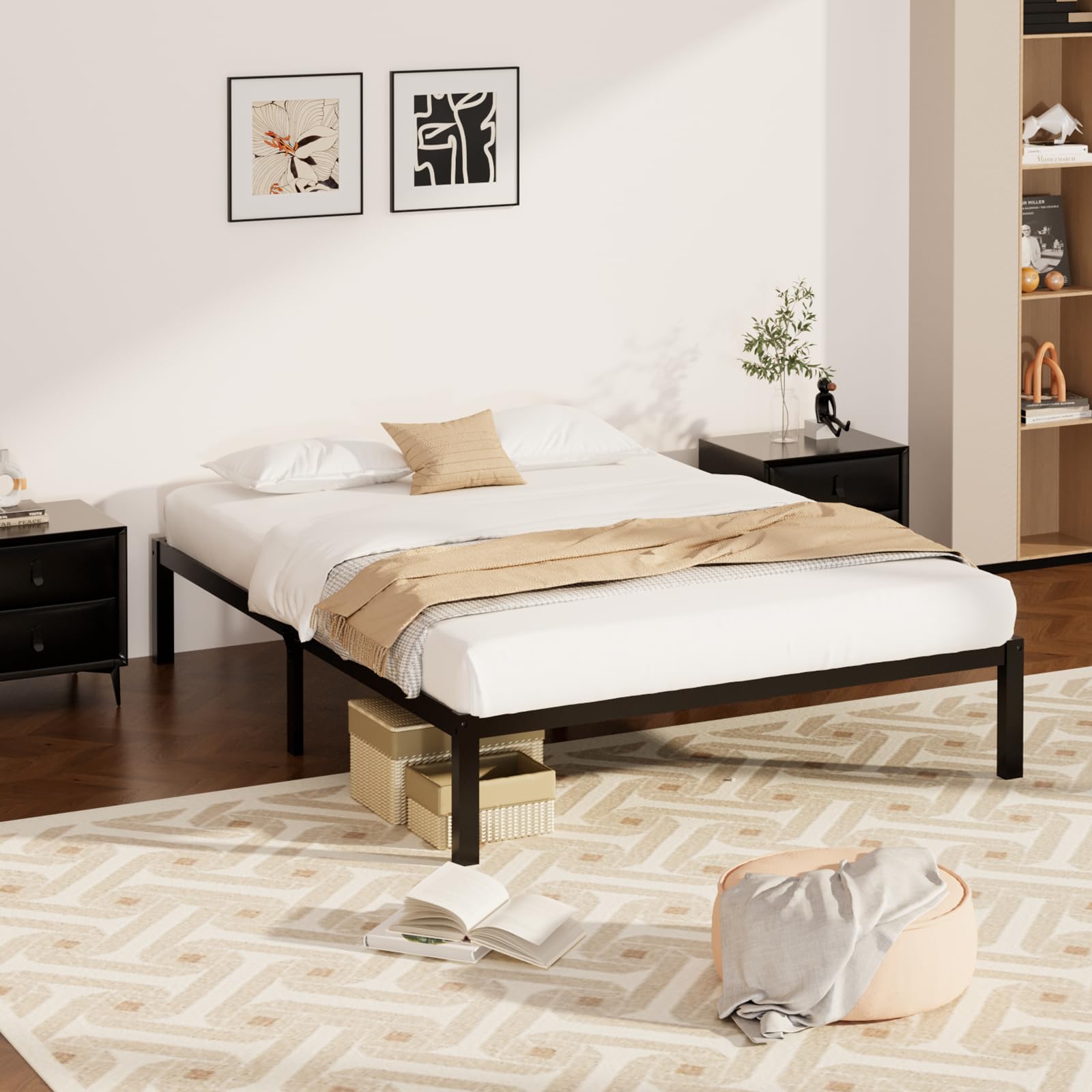 Wisuce Bamboo Bed Frame–Simple Sturdy Wood Platform Bed Frame Twin Size, Strong and Stable, with Non-Slip Slats for Support, No Box Spring Needed, Easy to Assemble, Noise-Free (Nature, Twin)