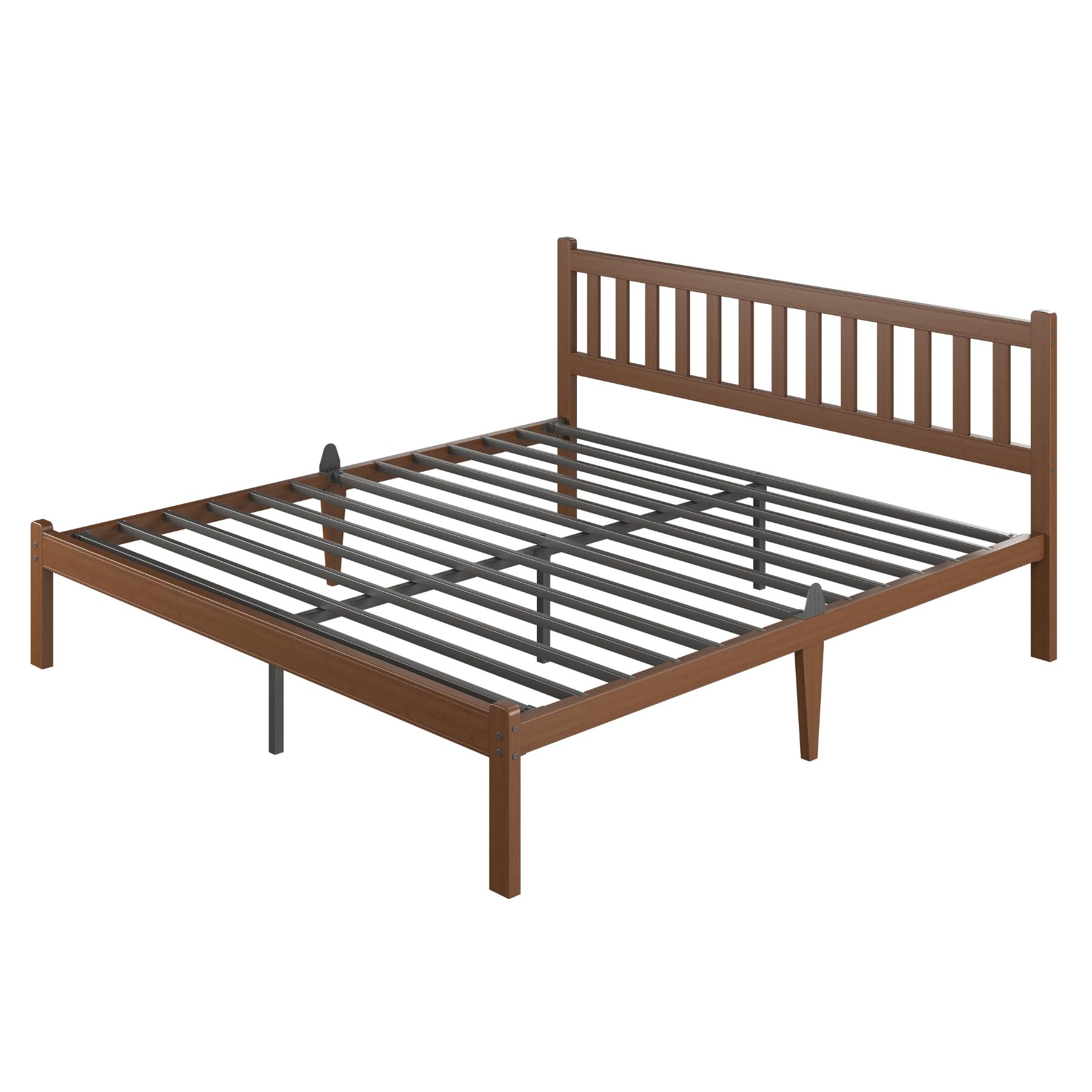 Askeld Wood Twin XL Bed Frame with Headboard, 12 Inch High Solid Bamboo Platform Bed No Box Spring Needed, Mid-Century Heavy Duty Bedframe, Easy Assembly, Noise Free