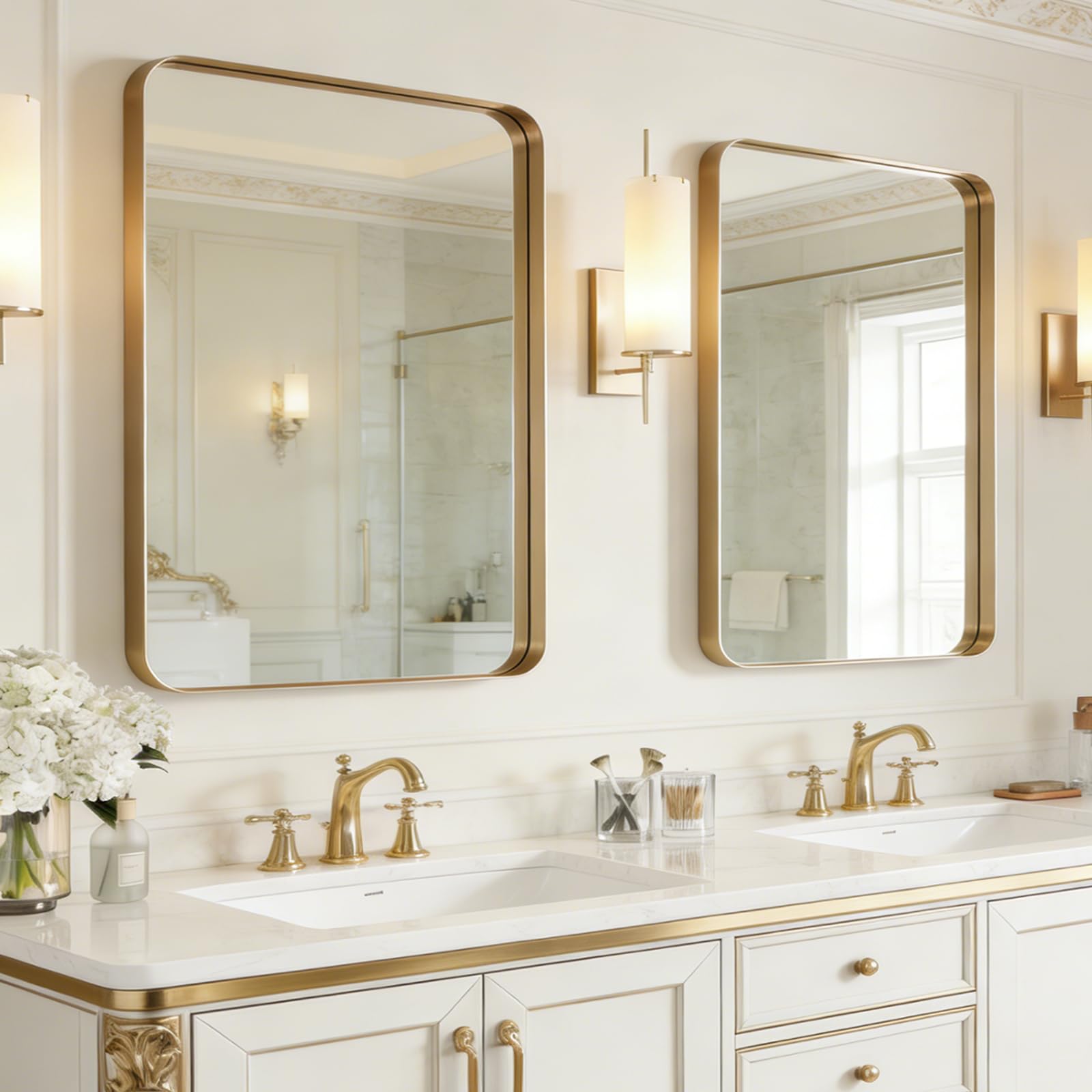 USHOWER 2-Pack Black Bathroom Mirrors Over Sink 22 x 30 Inch, Metal Frame Rectangle Mirror, Modern Farmhouse Vanity Mirror, Wall Mounted for Bedroom, Living Room, Entryway Remodel & Upgrade