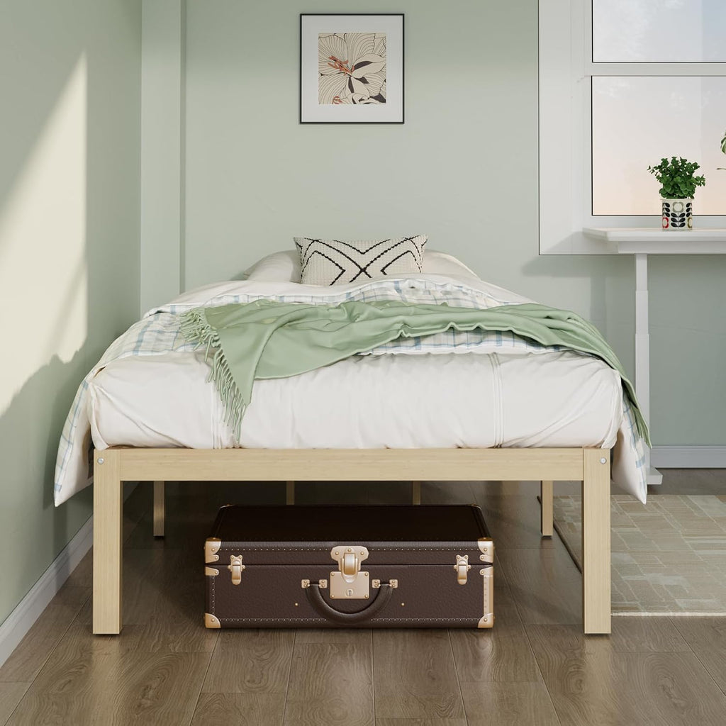 Wisuce Bamboo Bed Frame–Simple Sturdy Wood Platform Bed Frame Twin Size, Strong and Stable, with Non-Slip Slats for Support, No Box Spring Needed, Easy to Assemble, Noise-Free (Nature, Twin)