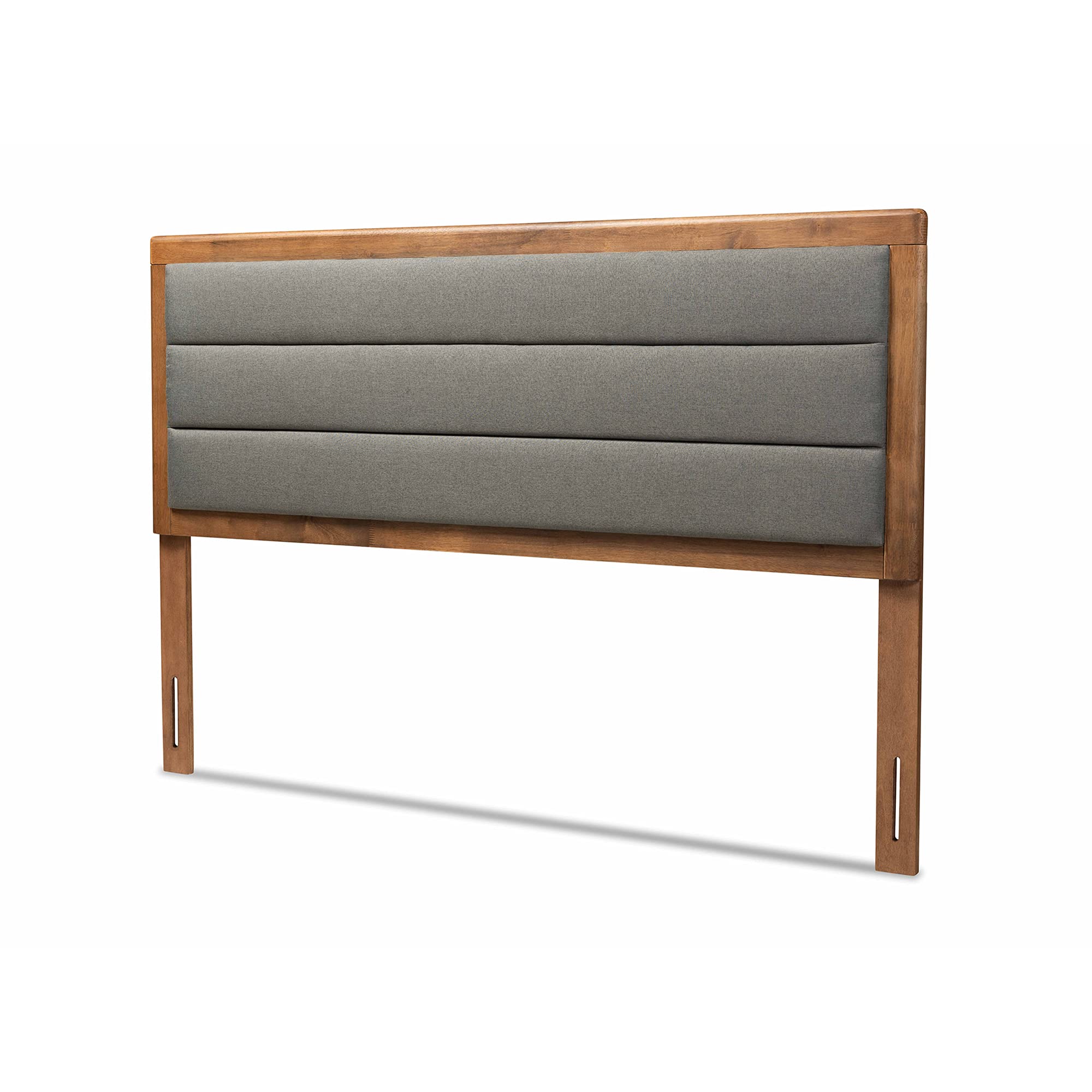 Baxton Studio Dexter Modern and Contemporary Dark Grey Fabric Upholstered and Walnut Brown Finished Wood Twin Size Headboard