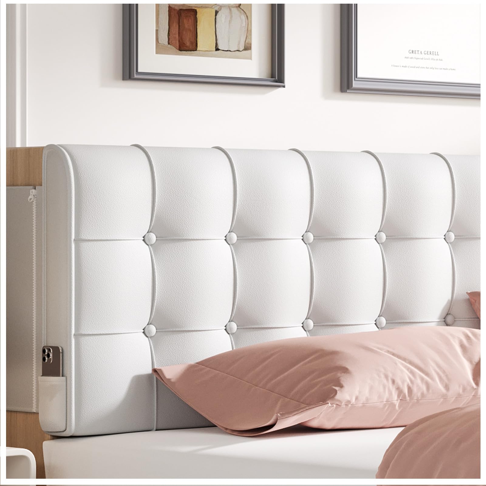 Twin Size Tufted Linen Headboard Pillow with Removable Cover, Rectangular Bed Backrest Support Cushion for Bedroom Dorm Reading & Rest