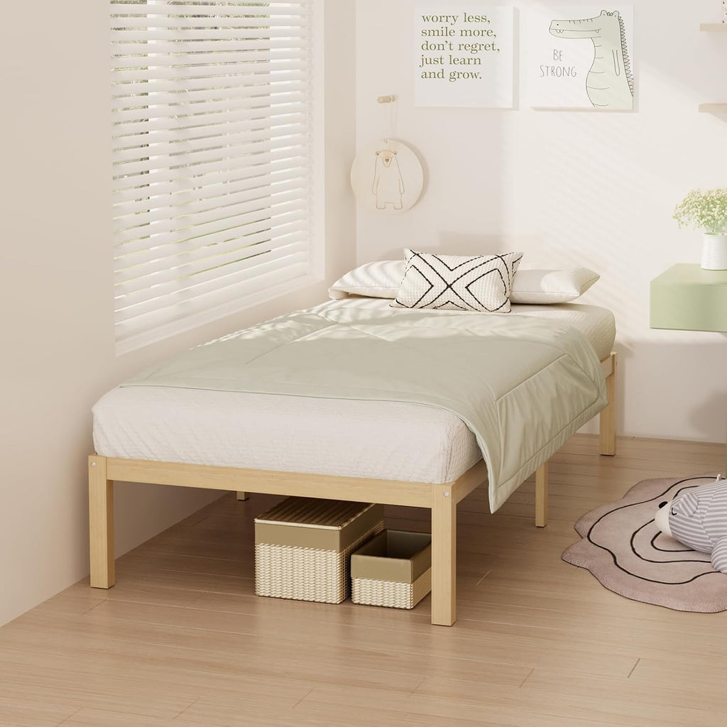 Wisuce Bamboo Bed Frame–Simple Sturdy Wood Platform Bed Frame Twin Size, Strong and Stable, with Non-Slip Slats for Support, No Box Spring Needed, Easy to Assemble, Noise-Free (Nature, Twin)