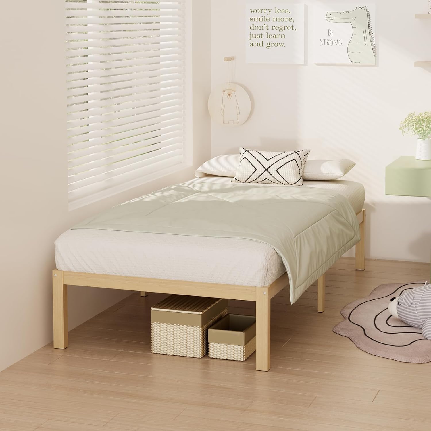Wisuce Bamboo Bed Frame–Simple Sturdy Wood Platform Bed Frame Twin Size, Strong and Stable, with Non-Slip Slats for Support, No Box Spring Needed, Easy to Assemble, Noise-Free (Nature, Twin)