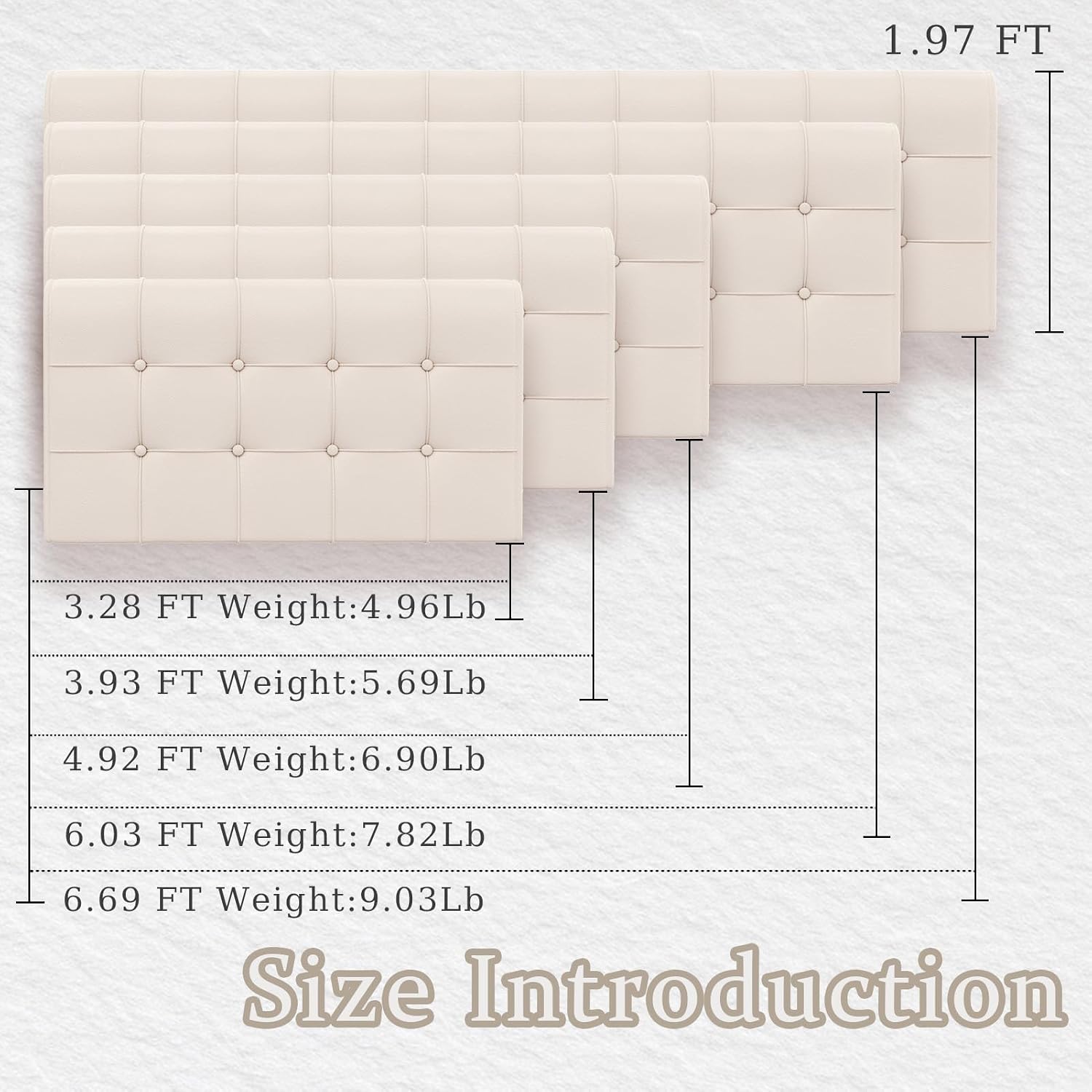 Twin Size Tufted Linen Headboard Pillow with Removable Cover, Rectangular Bed Backrest Support Cushion for Bedroom Dorm Reading & Rest