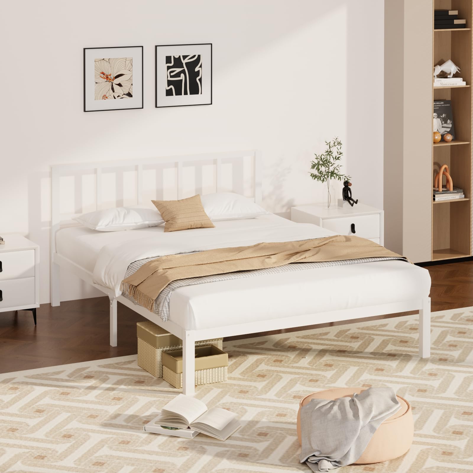 Wisuce Bamboo Bed Frame–Simple Sturdy Wood Platform Bed Frame Twin Size, Strong and Stable, with Non-Slip Slats for Support, No Box Spring Needed, Easy to Assemble, Noise-Free (Nature, Twin)