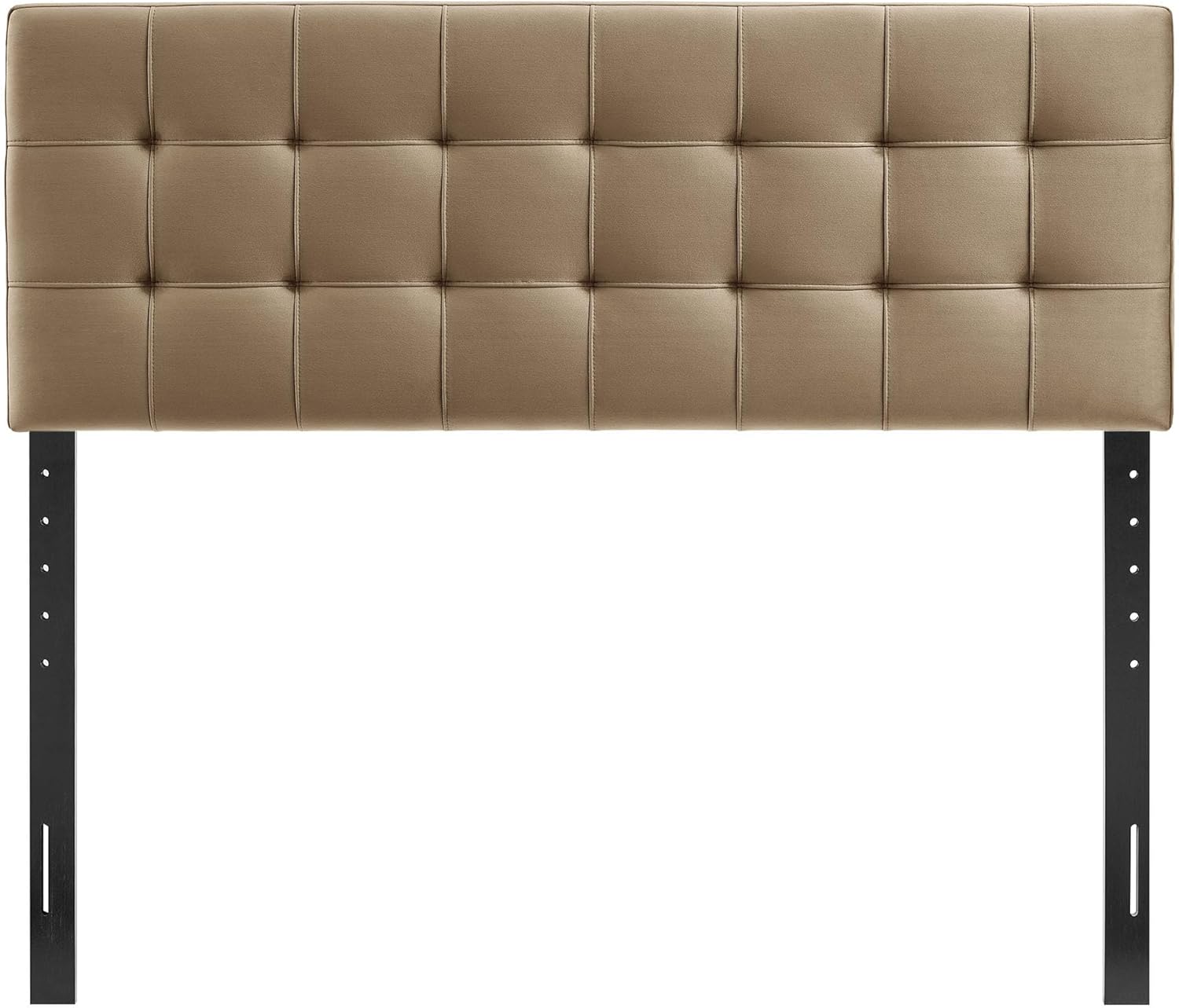 Modway Lily Performance Velvet Queen Size Headboard with Biscuit Tufting in Taupe - Stain-Resistant Upholstery with Padded Design and 5 Height-Adjustable Mounts