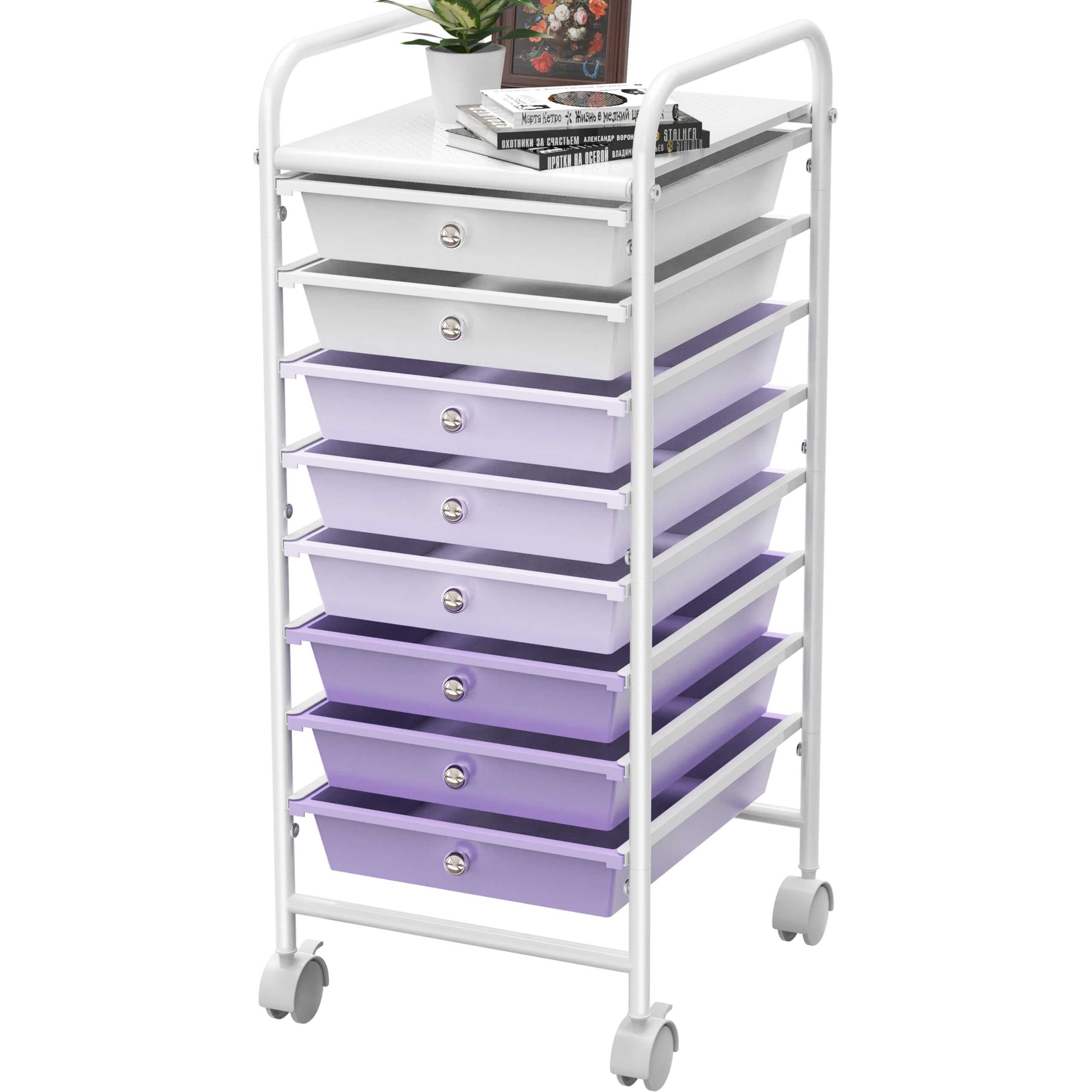 Simple Houseware Utility Cart with 8 Drawers Rolling Storage Art Craft Organizer, Black