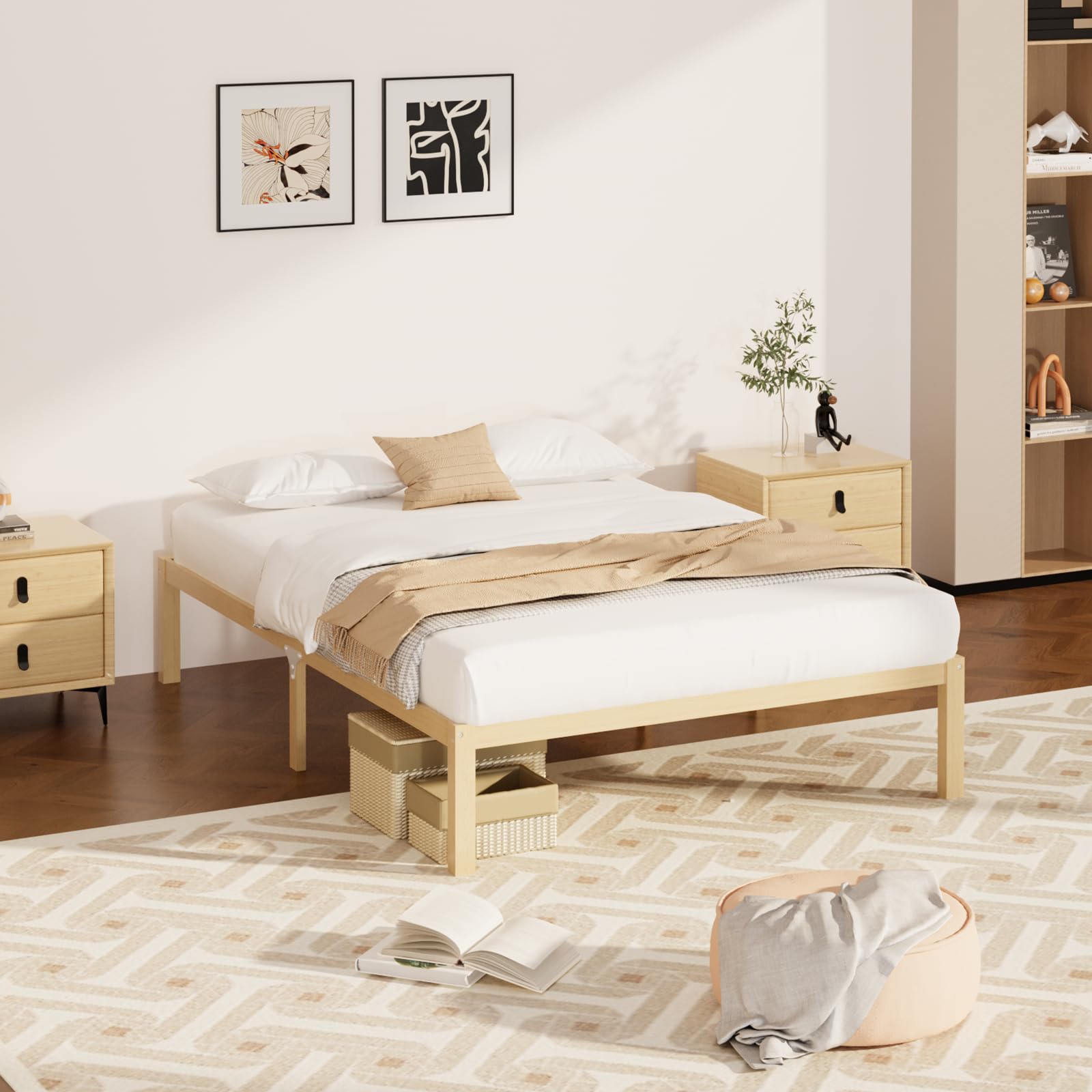 Wisuce Bamboo Bed Frame–Simple Sturdy Wood Platform Bed Frame Twin Size, Strong and Stable, with Non-Slip Slats for Support, No Box Spring Needed, Easy to Assemble, Noise-Free (Nature, Twin)