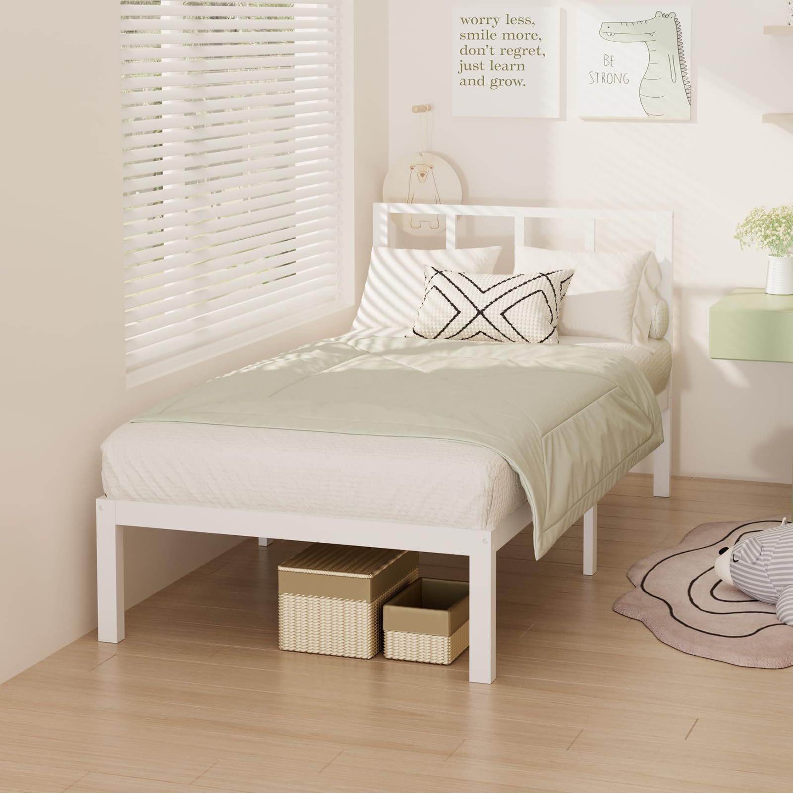 Wisuce Bamboo Bed Frame–Simple Sturdy Wood Platform Bed Frame Twin Size, Strong and Stable, with Non-Slip Slats for Support, No Box Spring Needed, Easy to Assemble, Noise-Free (Nature, Twin)