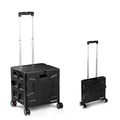 CleverMade Collapsible Wheeled Crate with Lid, 4-Wheels, Swivel and Glide Rolling Crate with Handle and Double Wheels, 55L, 100 lb Capacity, Cool Gray, Polypropylene (PP)