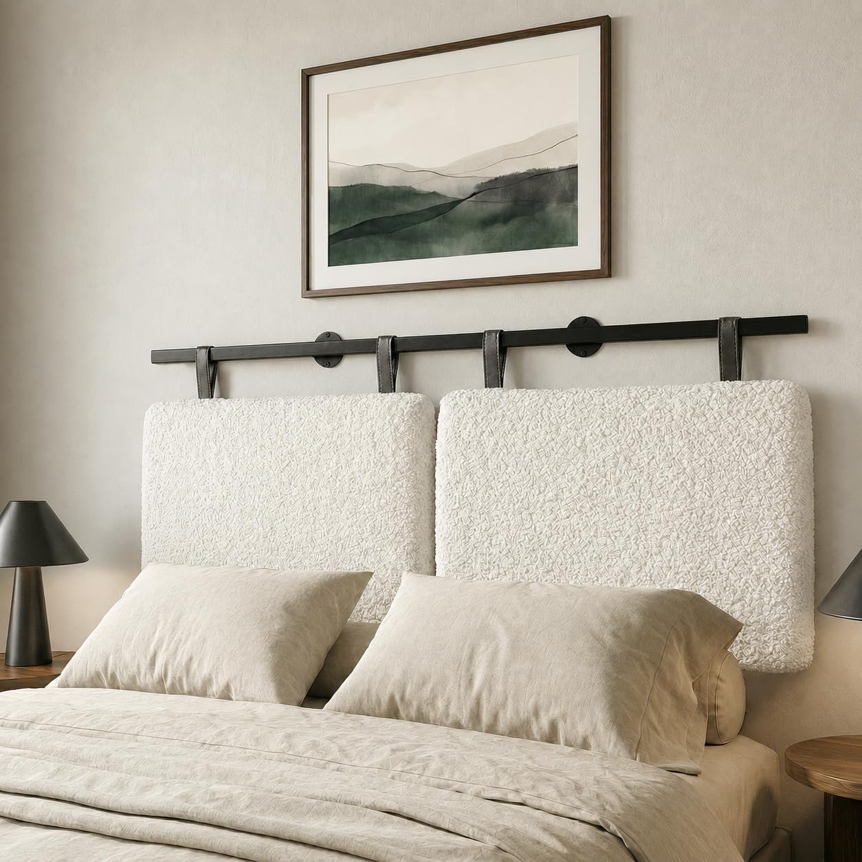Queen Headboard only, Wall Mounted Headboard for Adjustable Bed, Hanging Head Board for Queen Size Bed Button Tufted Upholstered Headboard Cabeceras De Cama for Bedroom, Dorm, Dark Brown Faux Leather
