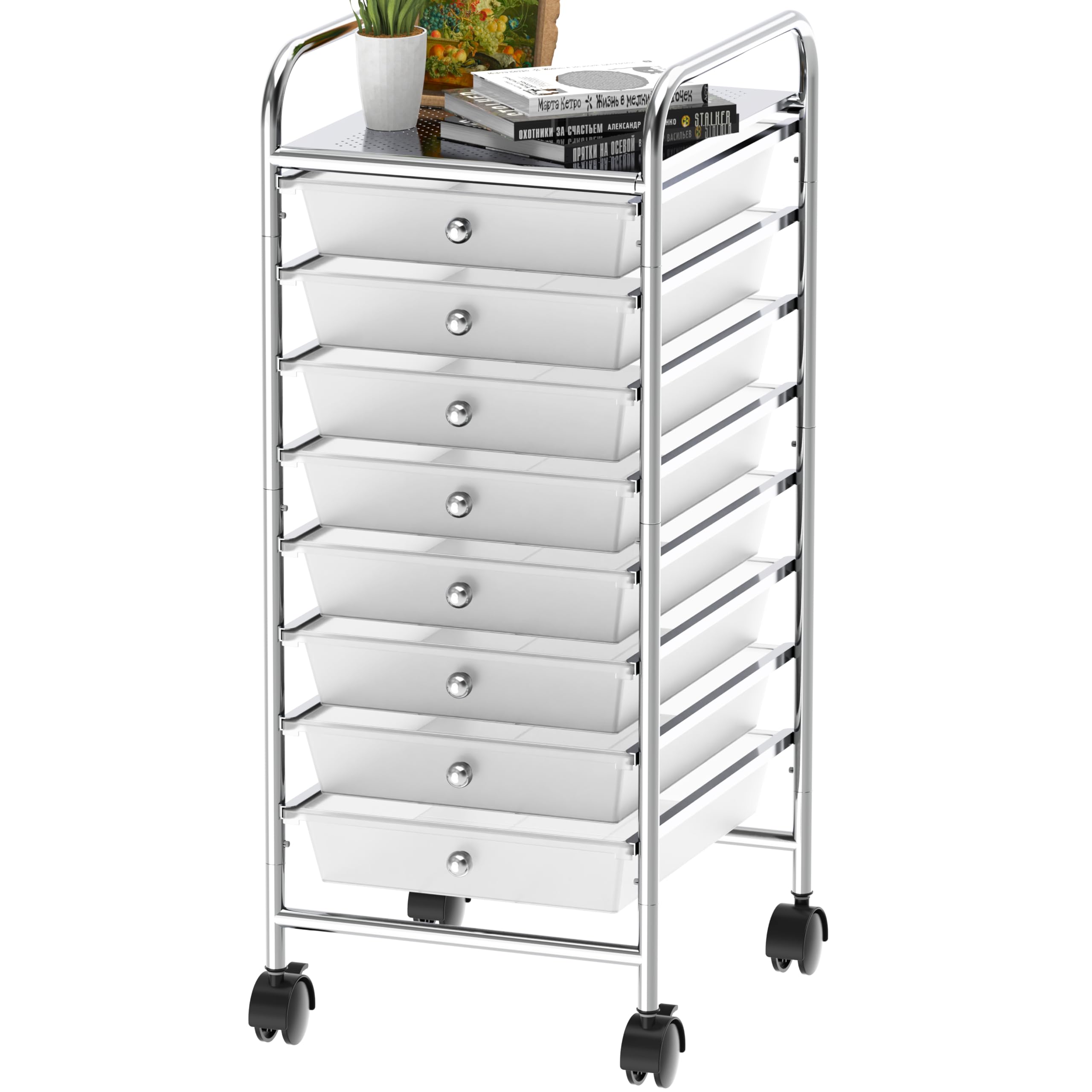 Simple Houseware Utility Cart with 8 Drawers Rolling Storage Art Craft Organizer, Black