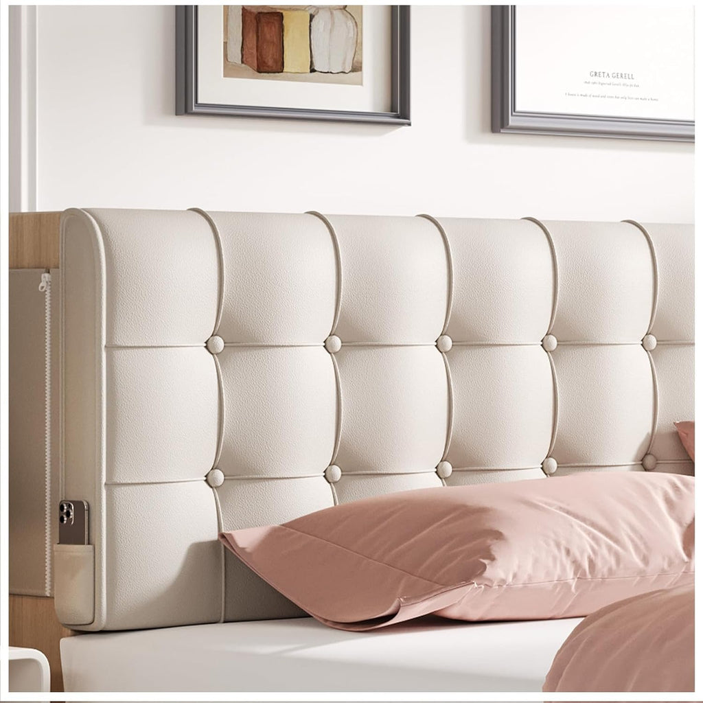 Twin Size Tufted Linen Headboard Pillow with Removable Cover, Rectangular Bed Backrest Support Cushion for Bedroom Dorm Reading & Rest