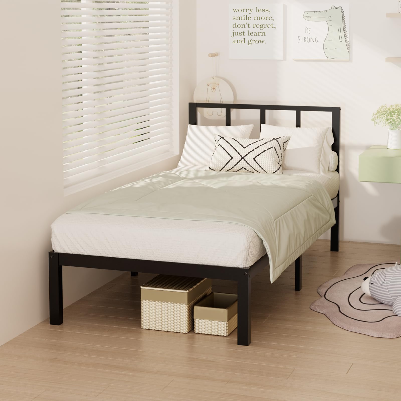 Wisuce Bamboo Bed Frame–Simple Sturdy Wood Platform Bed Frame Twin Size, Strong and Stable, with Non-Slip Slats for Support, No Box Spring Needed, Easy to Assemble, Noise-Free (Nature, Twin)