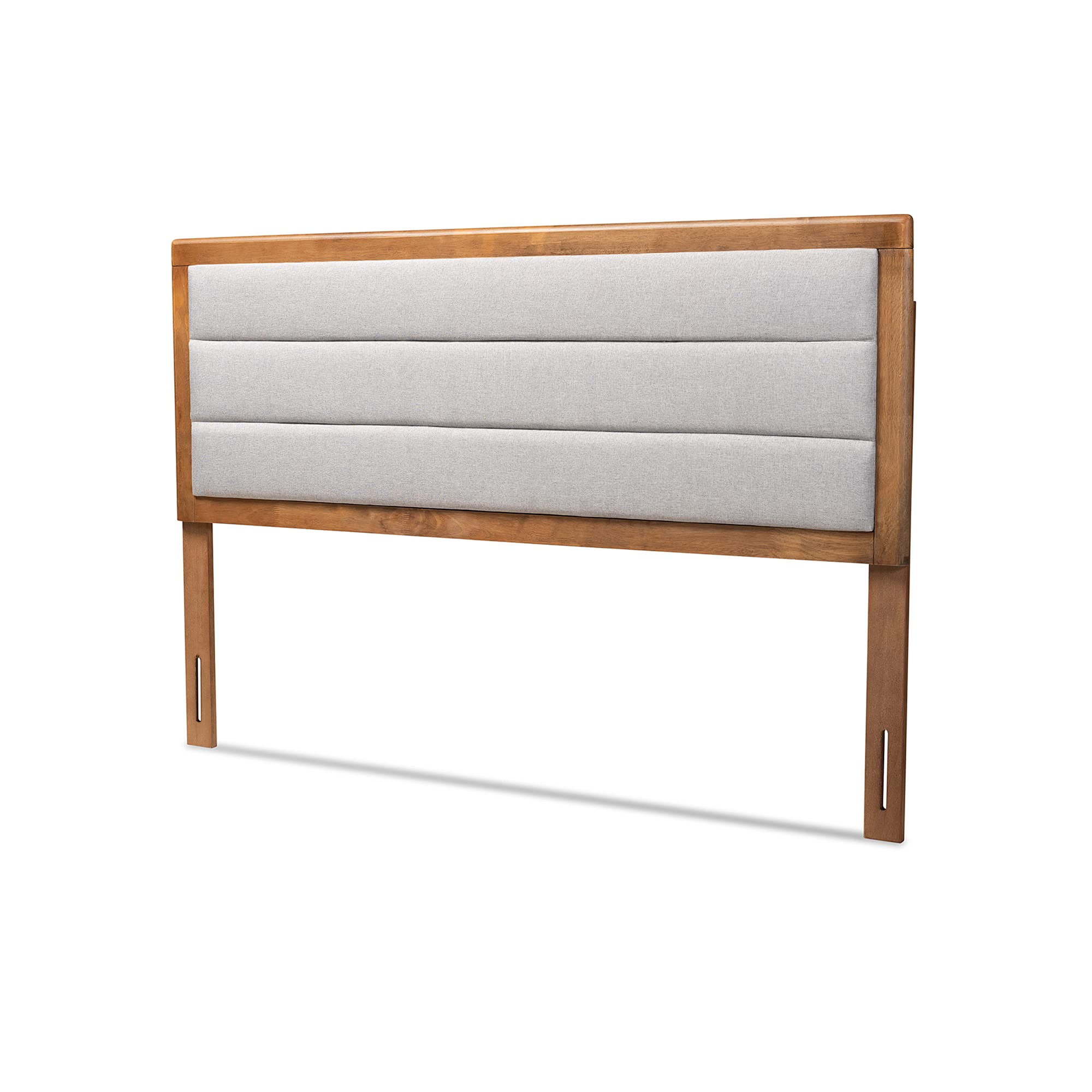 Baxton Studio Dexter Modern and Contemporary Dark Grey Fabric Upholstered and Walnut Brown Finished Wood Twin Size Headboard