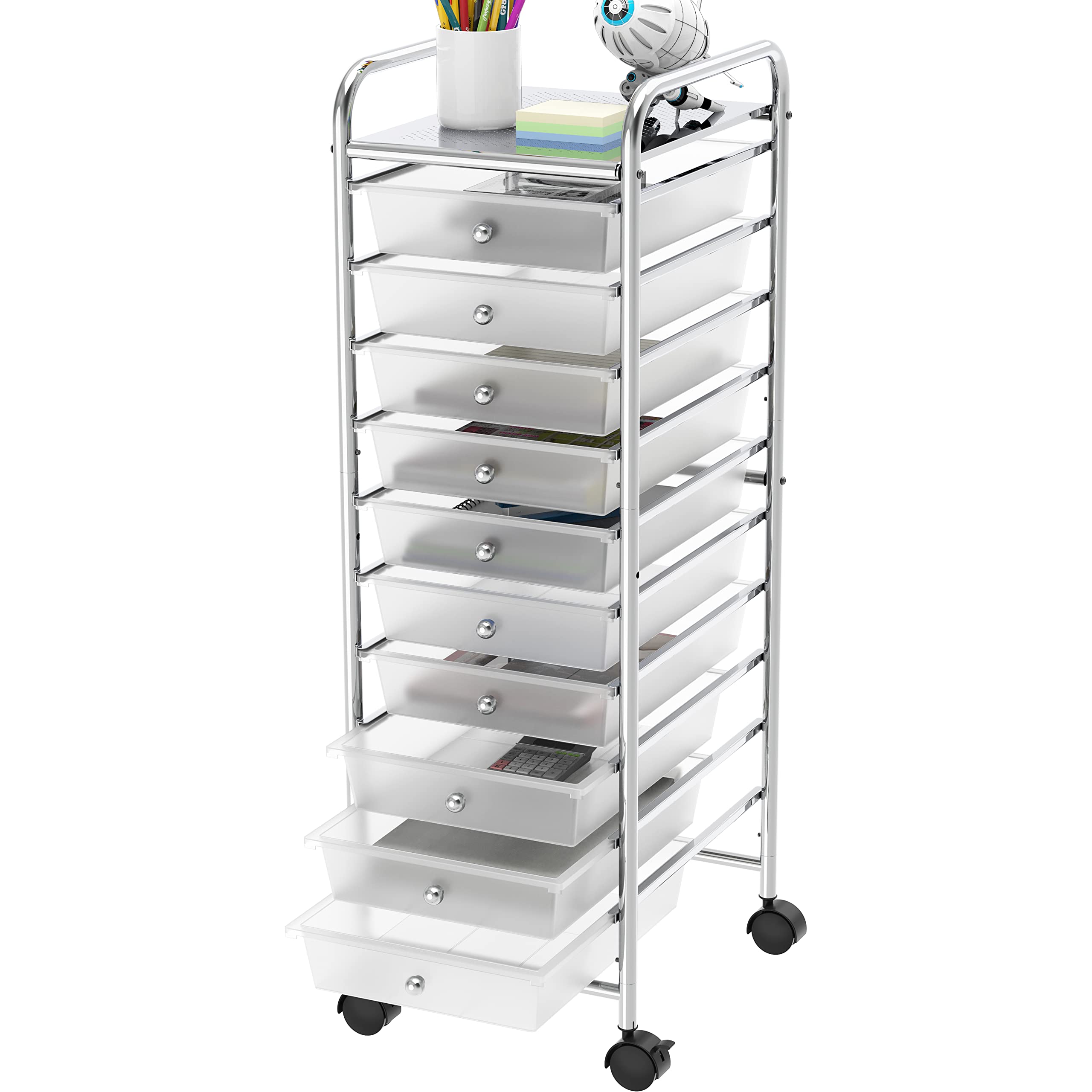 Simple Houseware Utility Cart with 8 Drawers Rolling Storage Art Craft Organizer, Black
