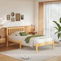 Askeld Wood Twin XL Bed Frame with Headboard, 12 Inch High Solid Bamboo Platform Bed No Box Spring Needed, Mid-Century Heavy Duty Bedframe, Easy Assembly, Noise Free
