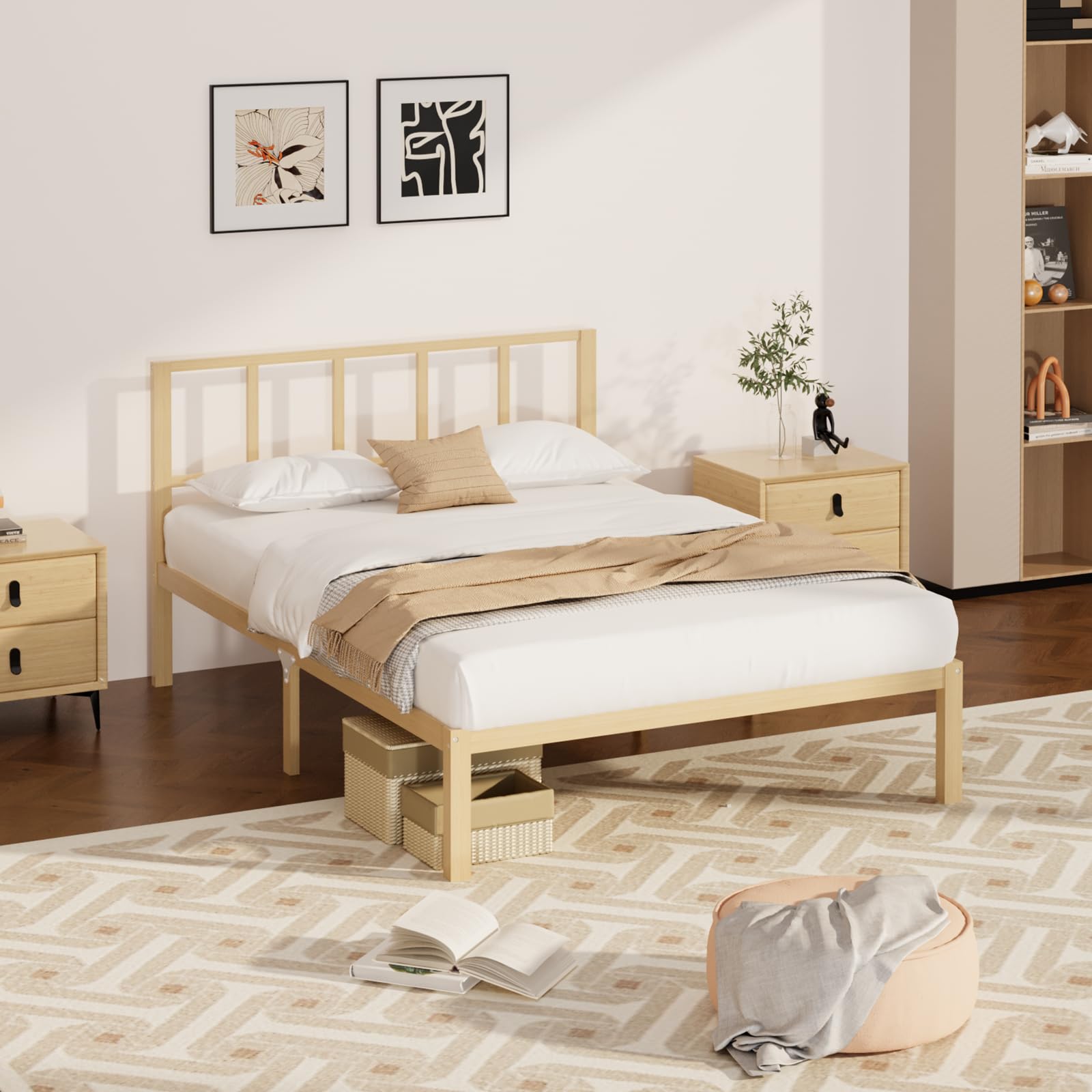 Wisuce Bamboo Bed Frame–Simple Sturdy Wood Platform Bed Frame Twin Size, Strong and Stable, with Non-Slip Slats for Support, No Box Spring Needed, Easy to Assemble, Noise-Free (Nature, Twin)