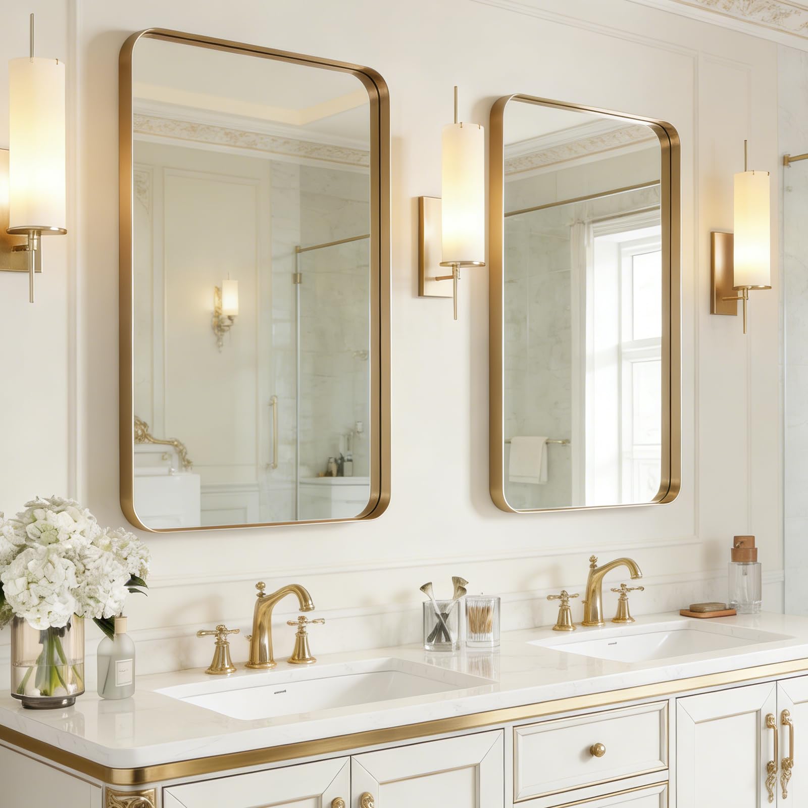 USHOWER 2-Pack Black Bathroom Mirrors Over Sink 22 x 30 Inch, Metal Frame Rectangle Mirror, Modern Farmhouse Vanity Mirror, Wall Mounted for Bedroom, Living Room, Entryway Remodel & Upgrade