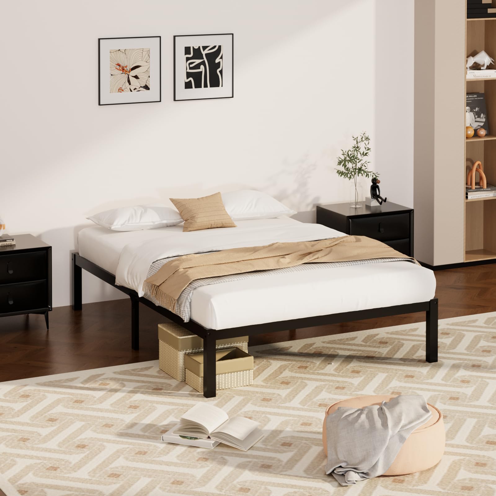 Wisuce Bamboo Bed Frame–Simple Sturdy Wood Platform Bed Frame Twin Size, Strong and Stable, with Non-Slip Slats for Support, No Box Spring Needed, Easy to Assemble, Noise-Free (Nature, Twin)