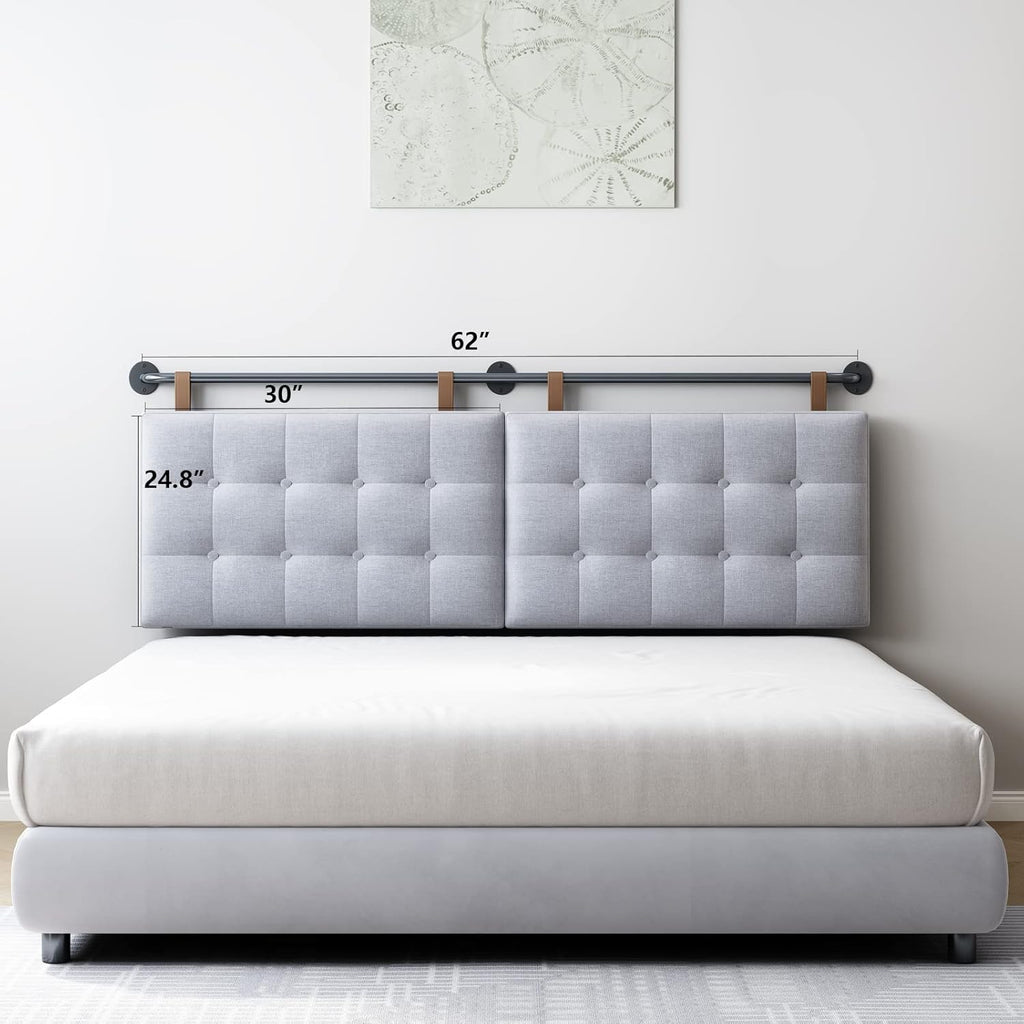 BSHOMGI Headboard Queen Size Headboards for Adjustable Bed Tufted Upholstered Head Board Only Gray Headboards, Fabric Line Headboard in Modern Button Design Bedroom(Gray, Queen)