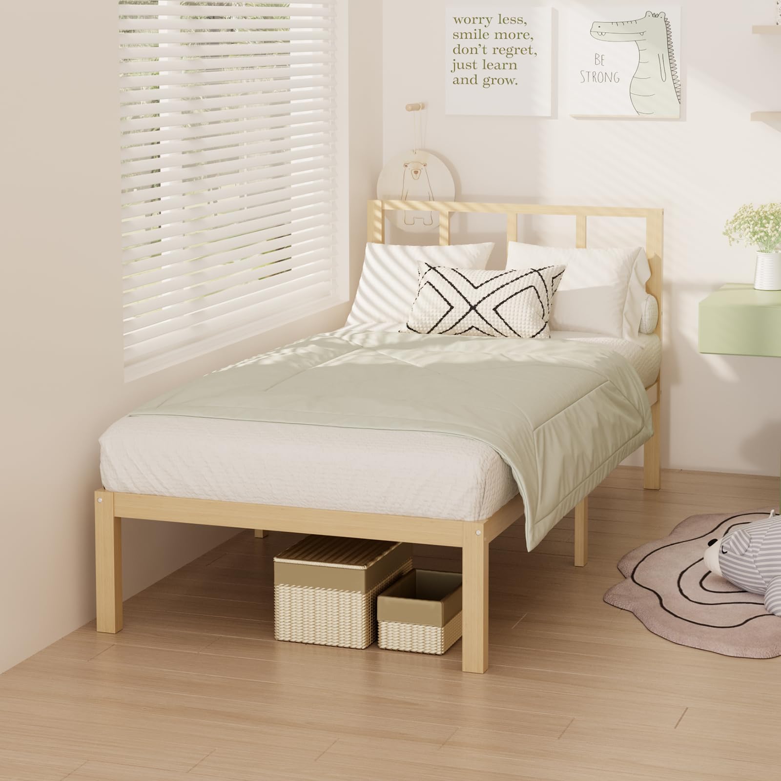 Wisuce Bamboo Bed Frame–Simple Sturdy Wood Platform Bed Frame Twin Size, Strong and Stable, with Non-Slip Slats for Support, No Box Spring Needed, Easy to Assemble, Noise-Free (Nature, Twin)