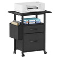 GYIIYUO 2 Drawer File Cabinet with 24'' Extended Desktop, Light Brown | Mobile Filing Cabinet, Side Bag, Fits A4/Letter Size, Rolling Printer Stand, Home Office, Fabric Drawer