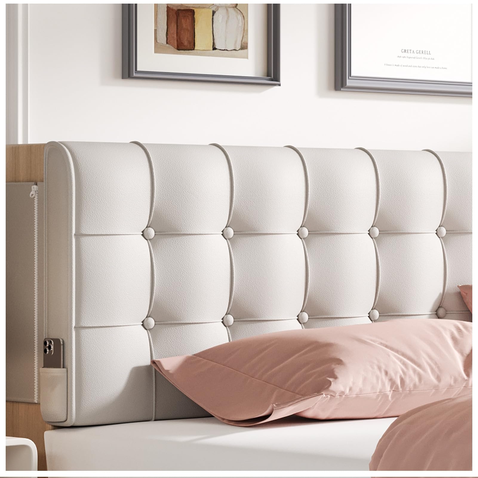 Twin Size Tufted Linen Headboard Pillow with Removable Cover, Rectangular Bed Backrest Support Cushion for Bedroom Dorm Reading & Rest
