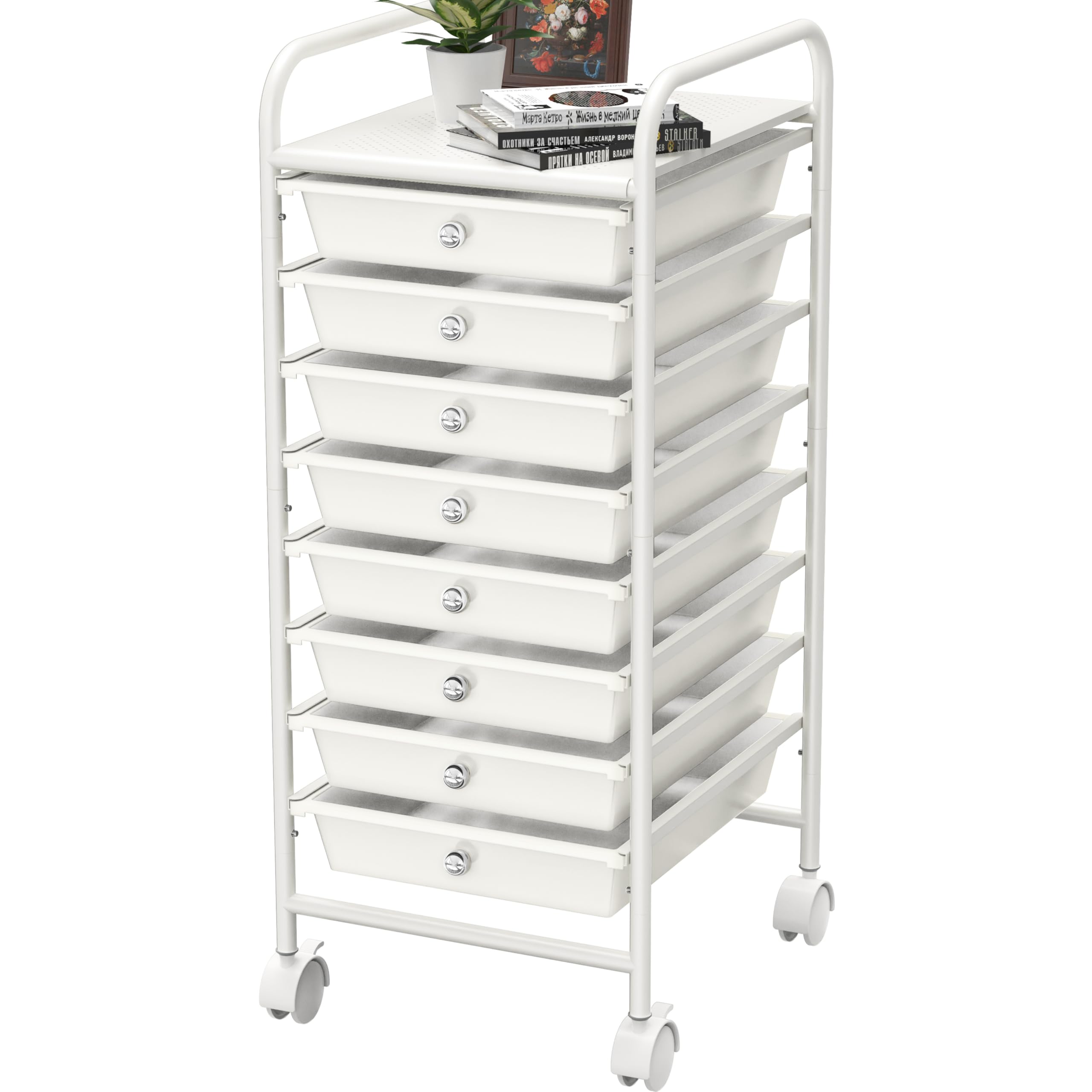 Simple Houseware Utility Cart with 8 Drawers Rolling Storage Art Craft Organizer, Black