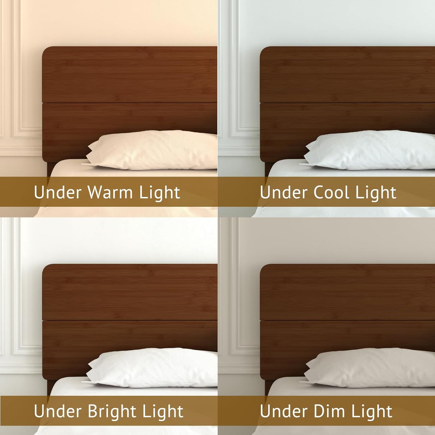 Askeld 14 Inch Bamboo Twin XL Bed Frame with Headboard, Solid Wood Bed Frames Twin XL Size No Box Spring Needed, Easy Assembly, Noise Free, Walnut Color