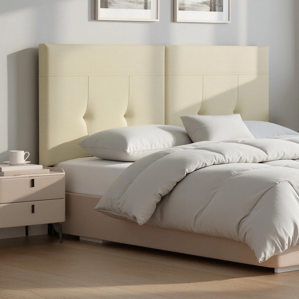 King Headboard Only with Adjustable Metal Legs, Faux Leather Upholstered Headboard King Size, Modern Stylish Headboard with Sunken Dot Design, Sturdy Bed Headboard for Bedroom, Gray