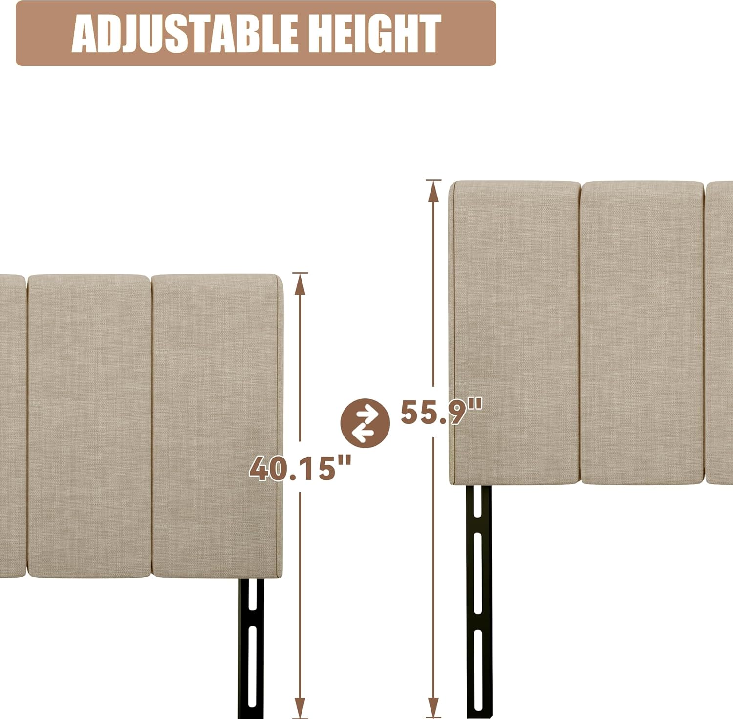 Yongchuang Upholstered Queen Headboard Only, Modern Linen Head Board for Queen Size Bed Adjustable Height Headboards Oatmeal