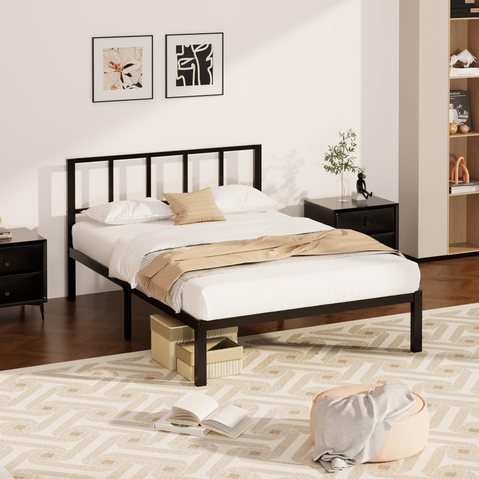 Wisuce Bamboo Bed Frame–Simple Sturdy Wood Platform Bed Frame Twin Size, Strong and Stable, with Non-Slip Slats for Support, No Box Spring Needed, Easy to Assemble, Noise-Free (Nature, Twin)