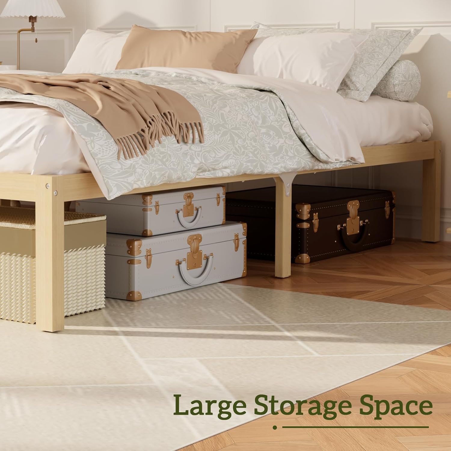 Wisuce Bamboo Bed Frame–Simple Sturdy Wood Platform Bed Frame Twin Size, Strong and Stable, with Non-Slip Slats for Support, No Box Spring Needed, Easy to Assemble, Noise-Free (Nature, Twin)