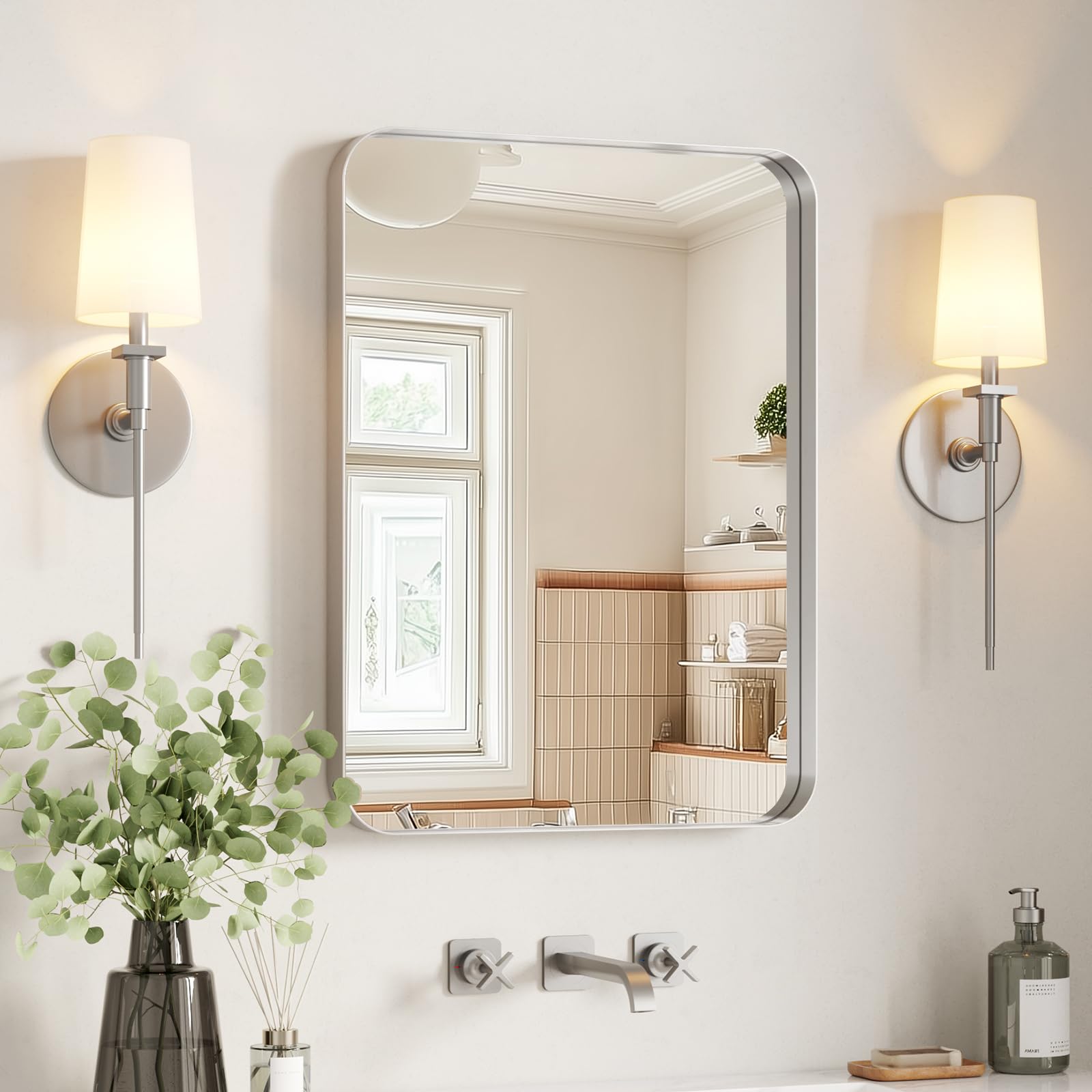 USHOWER 2-Pack Black Bathroom Mirrors Over Sink 22 x 30 Inch, Metal Frame Rectangle Mirror, Modern Farmhouse Vanity Mirror, Wall Mounted for Bedroom, Living Room, Entryway Remodel & Upgrade