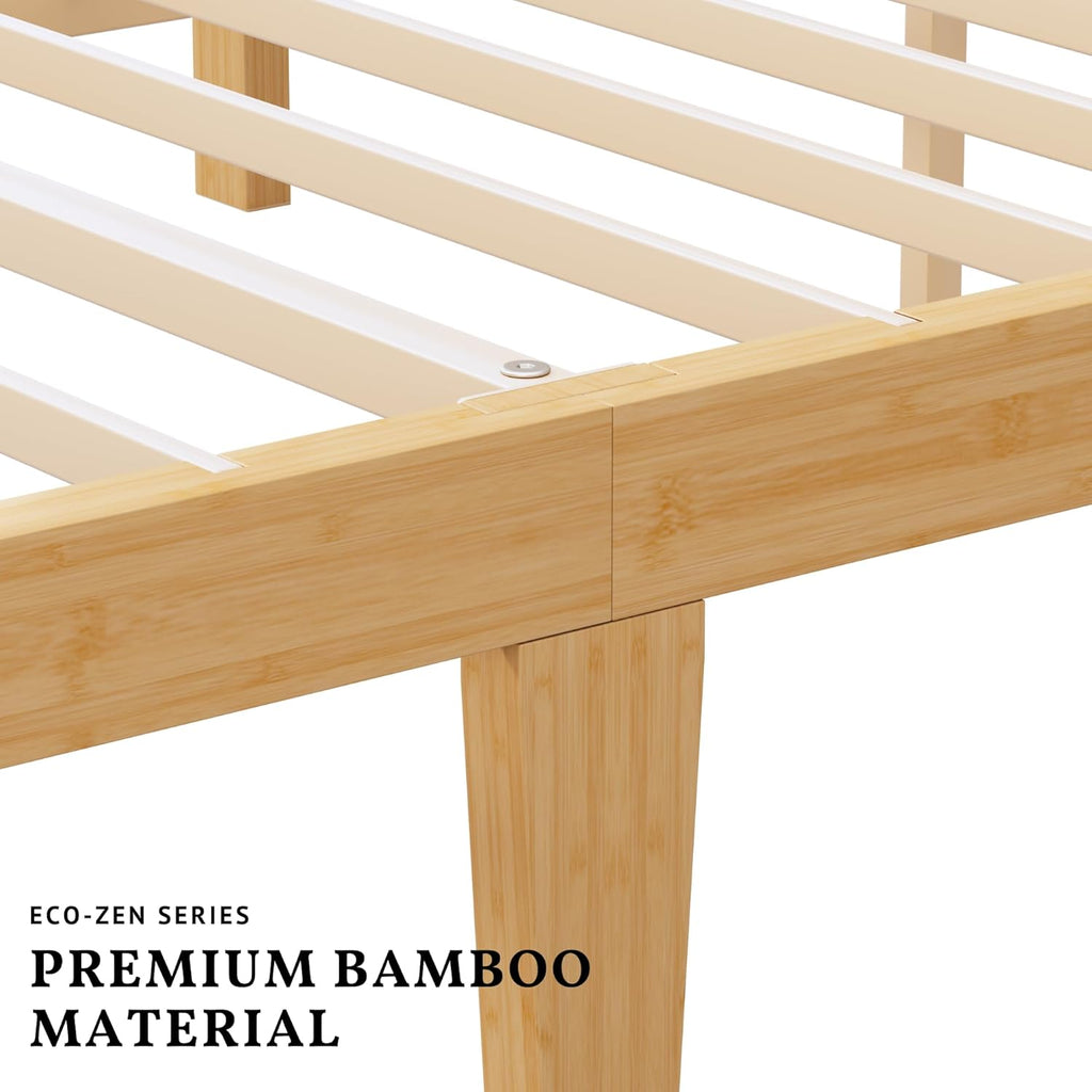 ZIYOO 12 Inch Twin Size Natural Bamboo Platform Bed Frame with Headboard and Footboard, Modern Minimalist Design, Easy Assembly, Heavy Duty Support, No Box Spring Needed